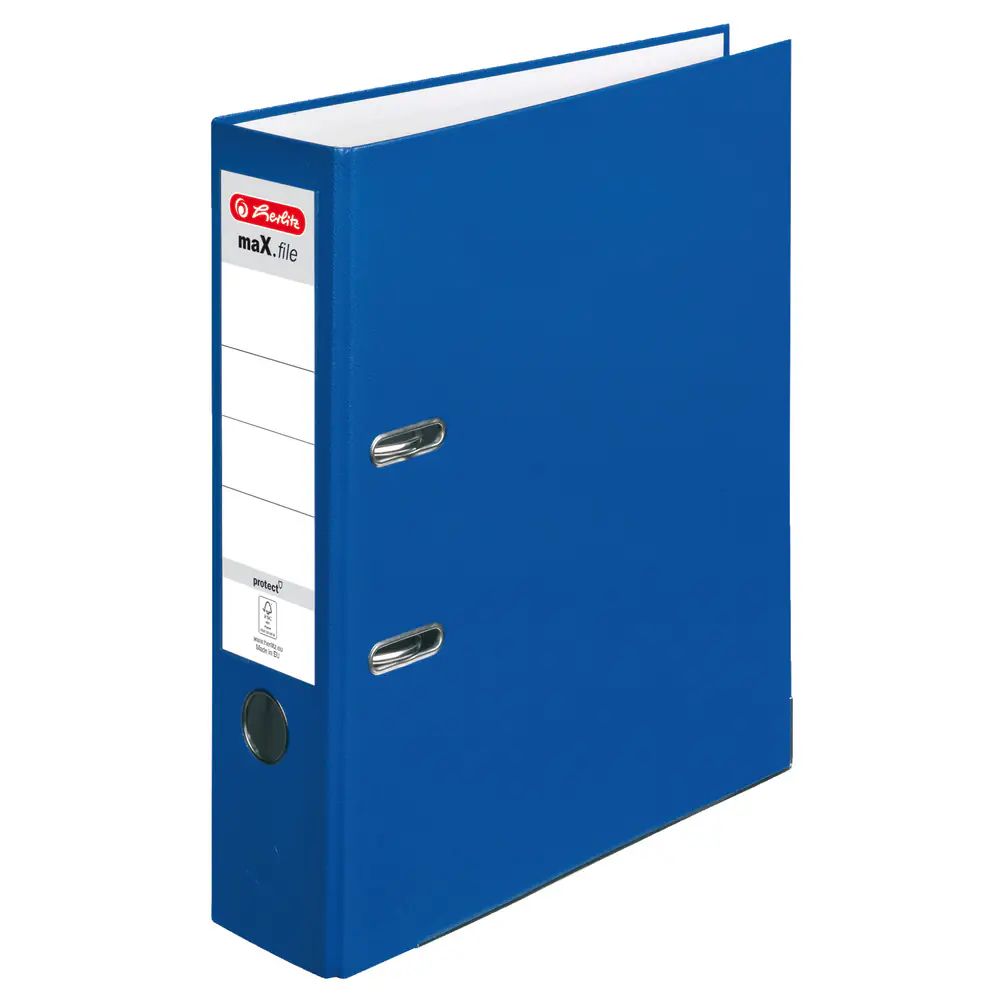 herlitz Ordner max. file protect A4 PP-Folienbezug Fenster blau 8 cm