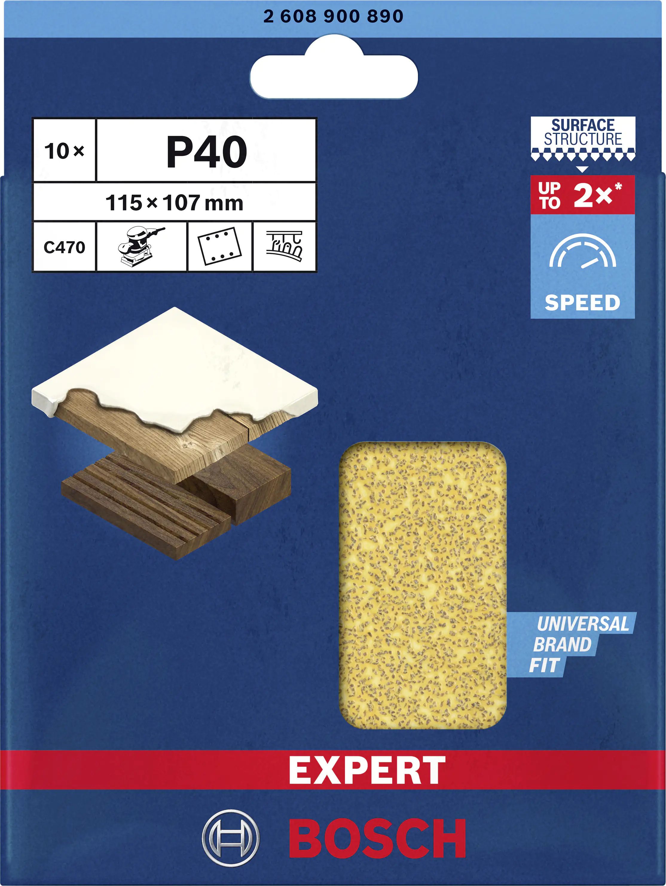 Bosch Expert Schleifpapier C470 115 x 107 mm G 40 10 Stück