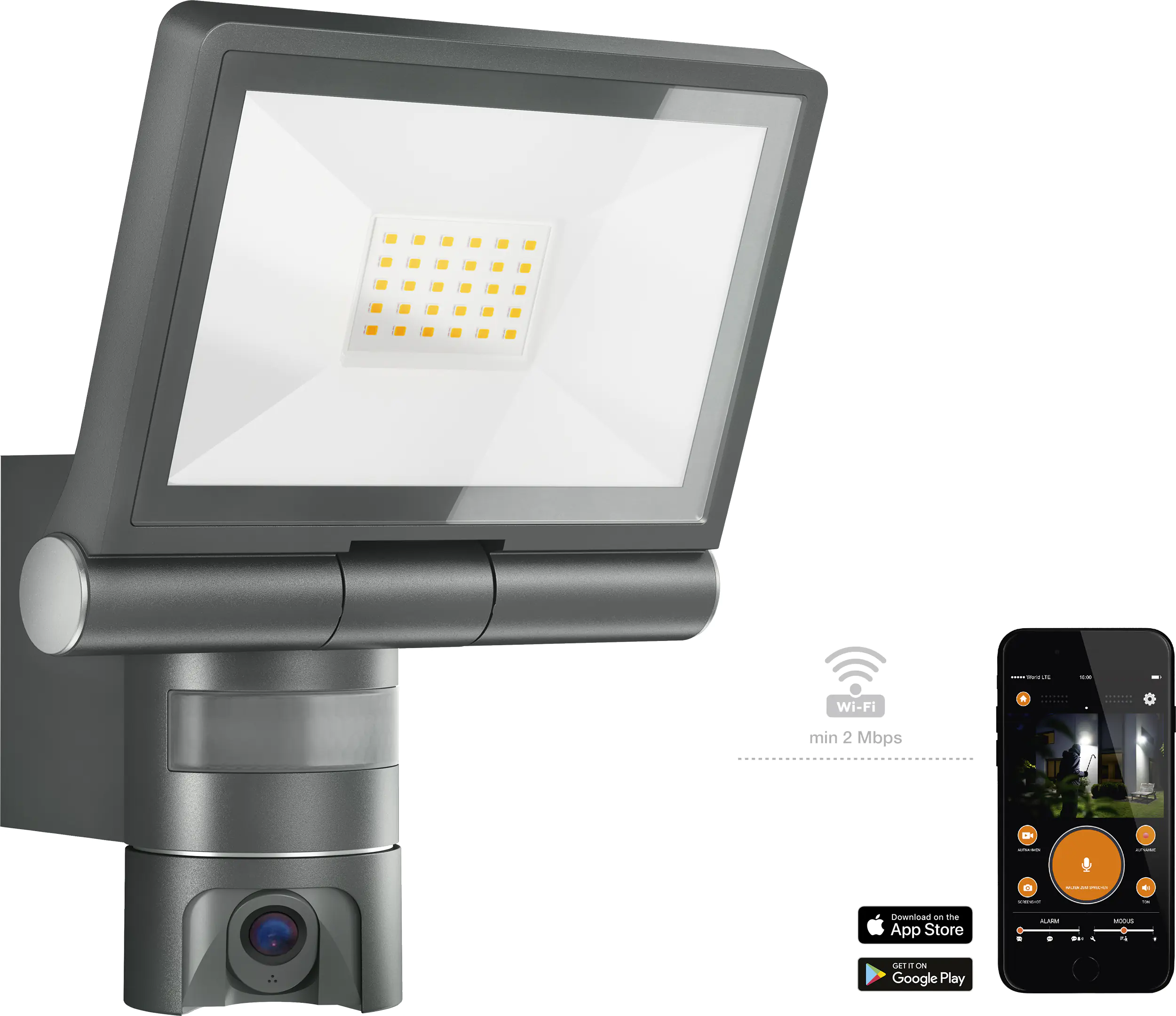 Steinel Strahler XLED CAM1 S Anthrazit mit Bewegungsmelder und Kamera