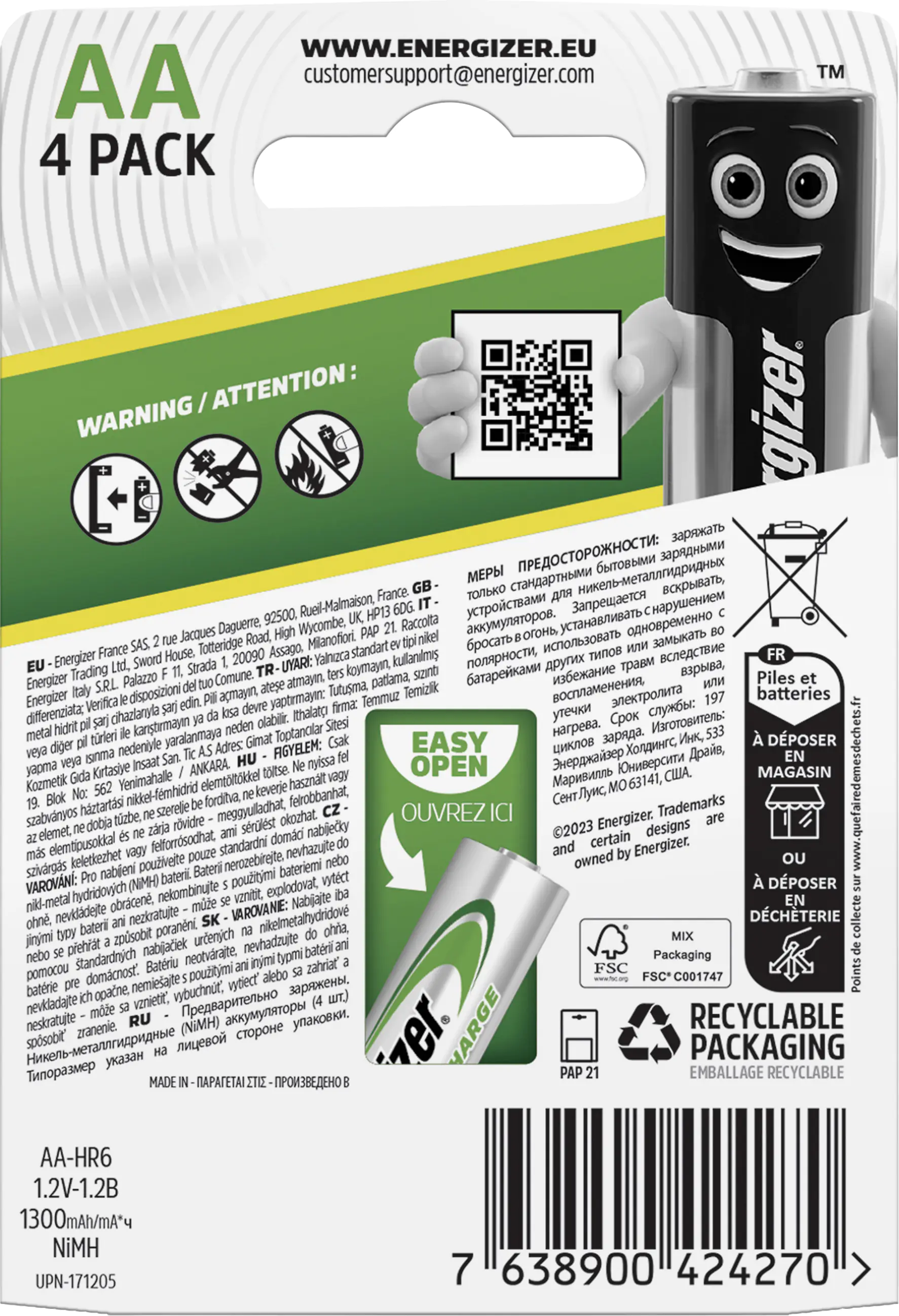 Energizer NiMH Akku Universal Mignon AA 1.300 mAh 4er Pack Energizer NiMH Akku Universal Mignon AA 1.300 mAh 4er Pack