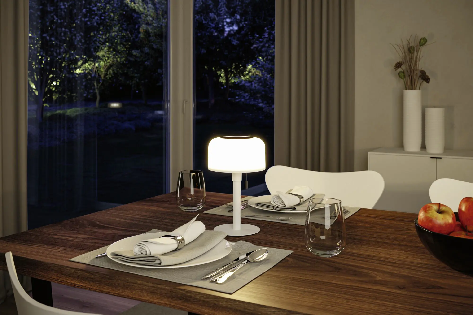 Paulmann Solar-Akku-Tischleuchte Bartja weiß 24 cm warmweiß