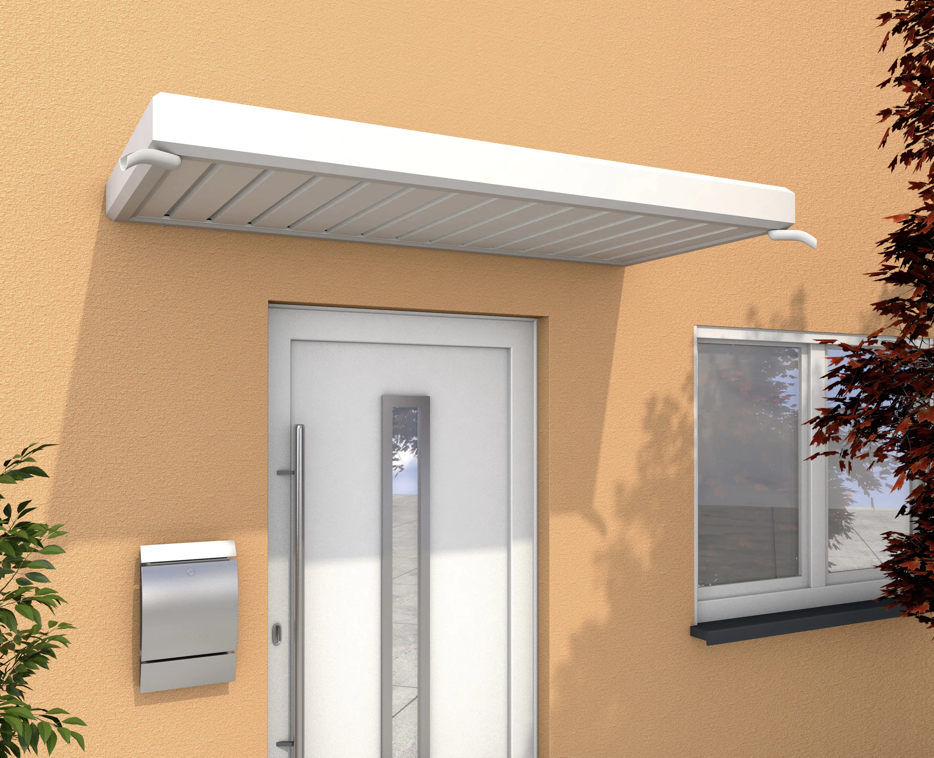 Gutta Rechteckvordach NM 200 Aluminium weiß, Kunststoff weiß