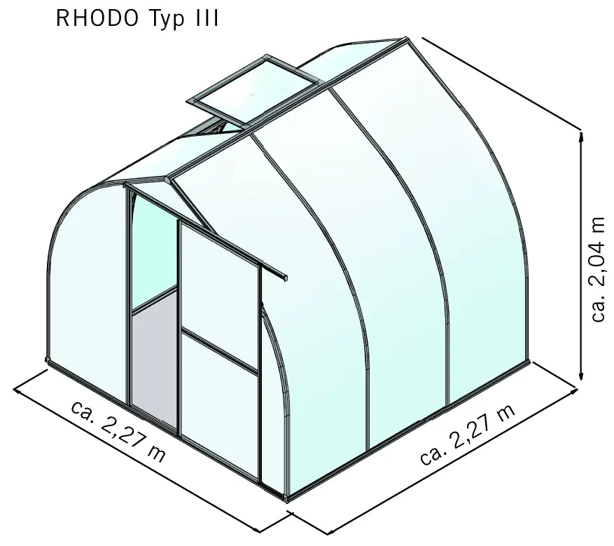 KGT Gewächshaus Rhodo III 2,27 x 2,27 m, pressblank