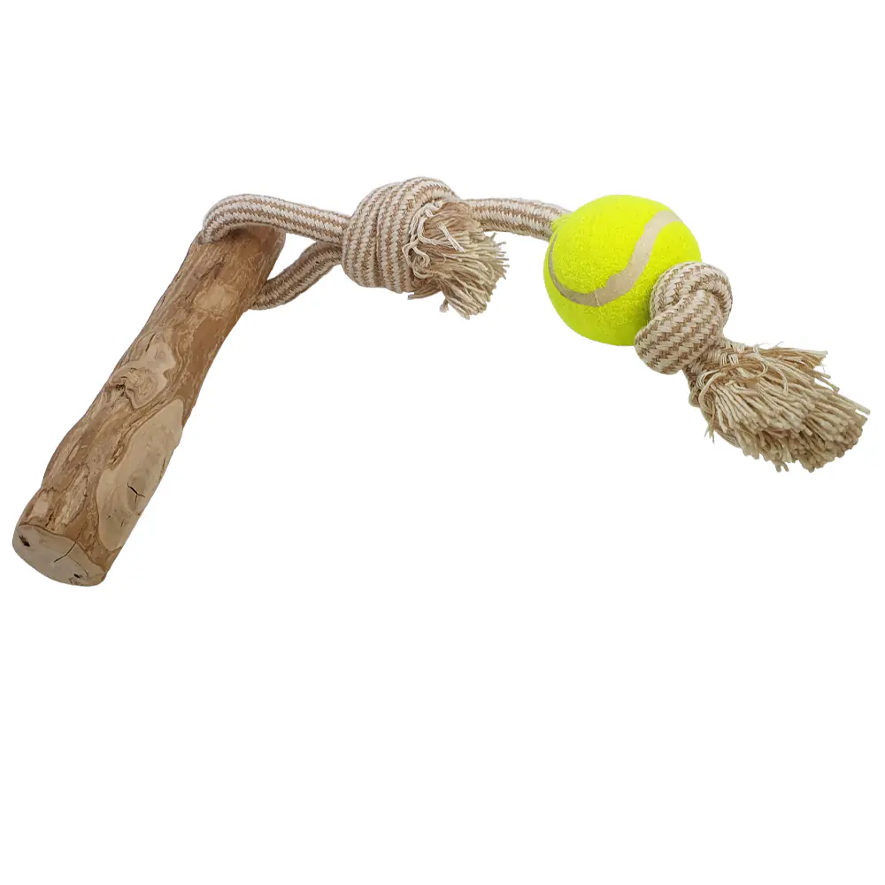 Nobby Hundespielzeug Kaffeeholz mit Seil und Ball ca. 56 cm