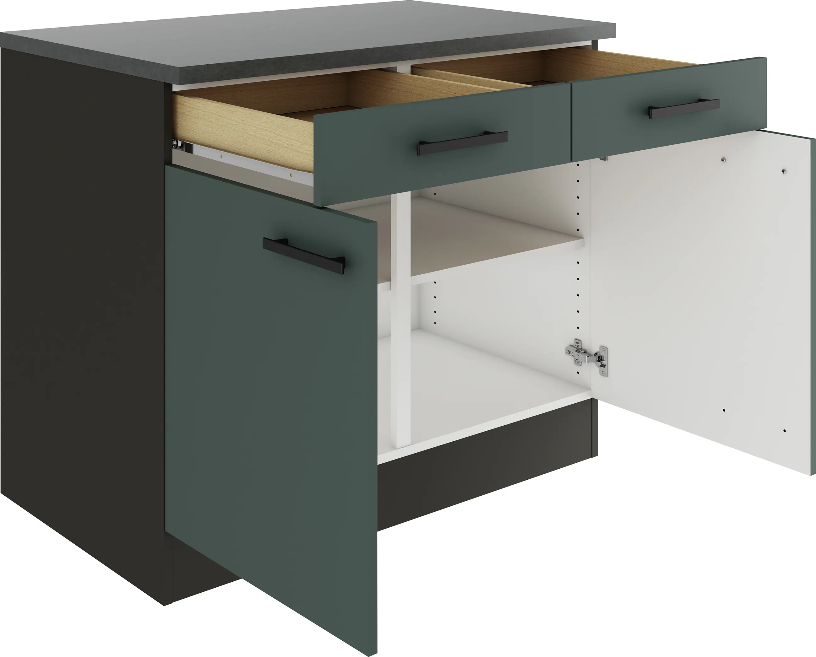 Optifit Unterschrank Verona 405 steingrün/anthrazit matt 100 cm
