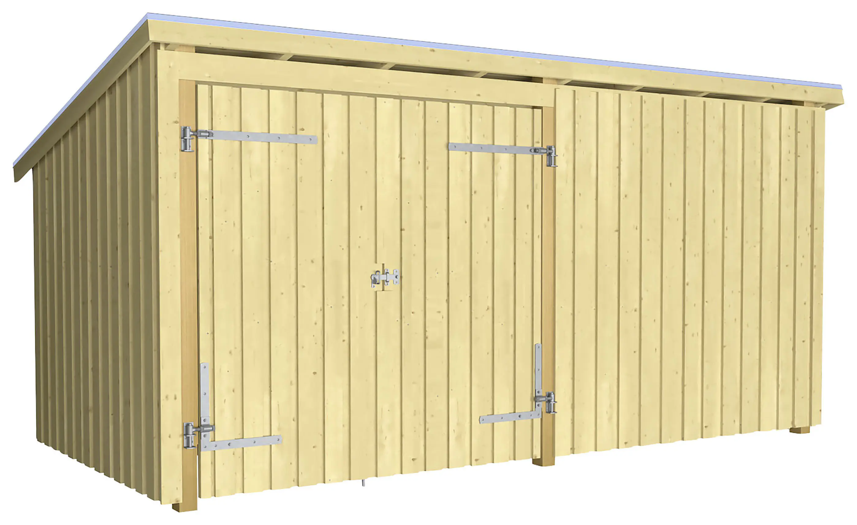 Plus Gartenhaus Nordic Multi 416 x 208 cm natur mit Doppeltür, Dachpappe