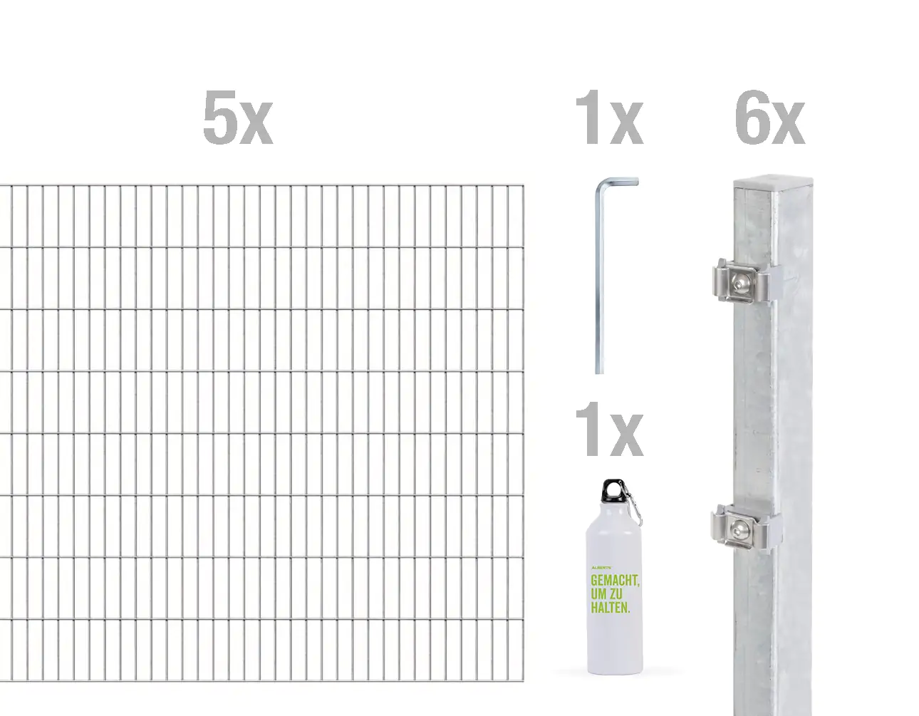 Alberts Komplettset Doppelstabmatten 10 m 160 cm 6/5/6 feuerverzinkt Alberts Komplettset Doppelstabmatten 10 m 160 cm 6/5/6 feuerverzinkt