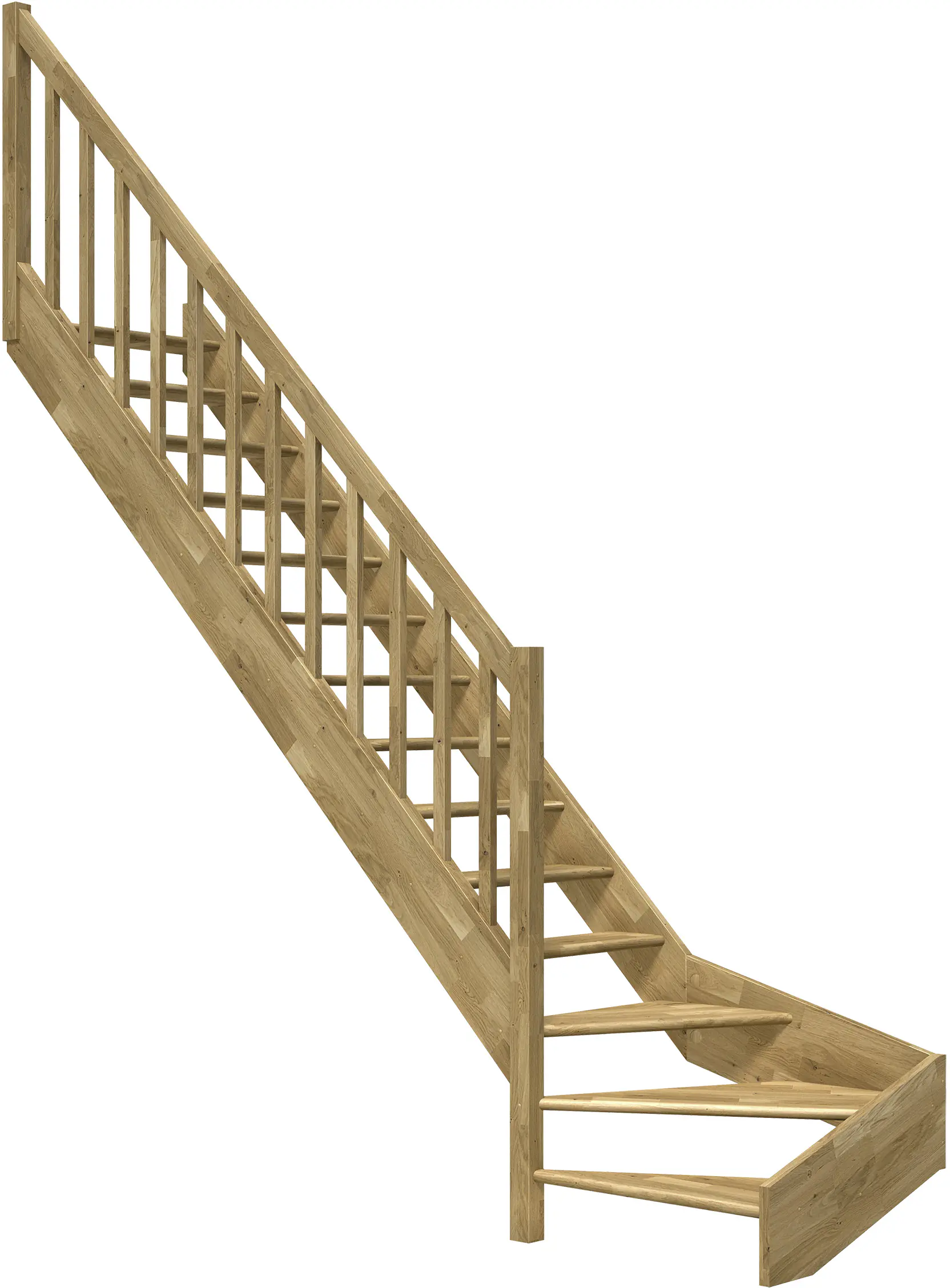 Dolle Raumspartreppen Paris 1/4-gew. Eiche versiegelt inkl. Geländer