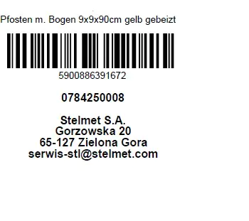 Rundkopfpfosten 90 cm, 90 x 90 mm, gelb gebeizt