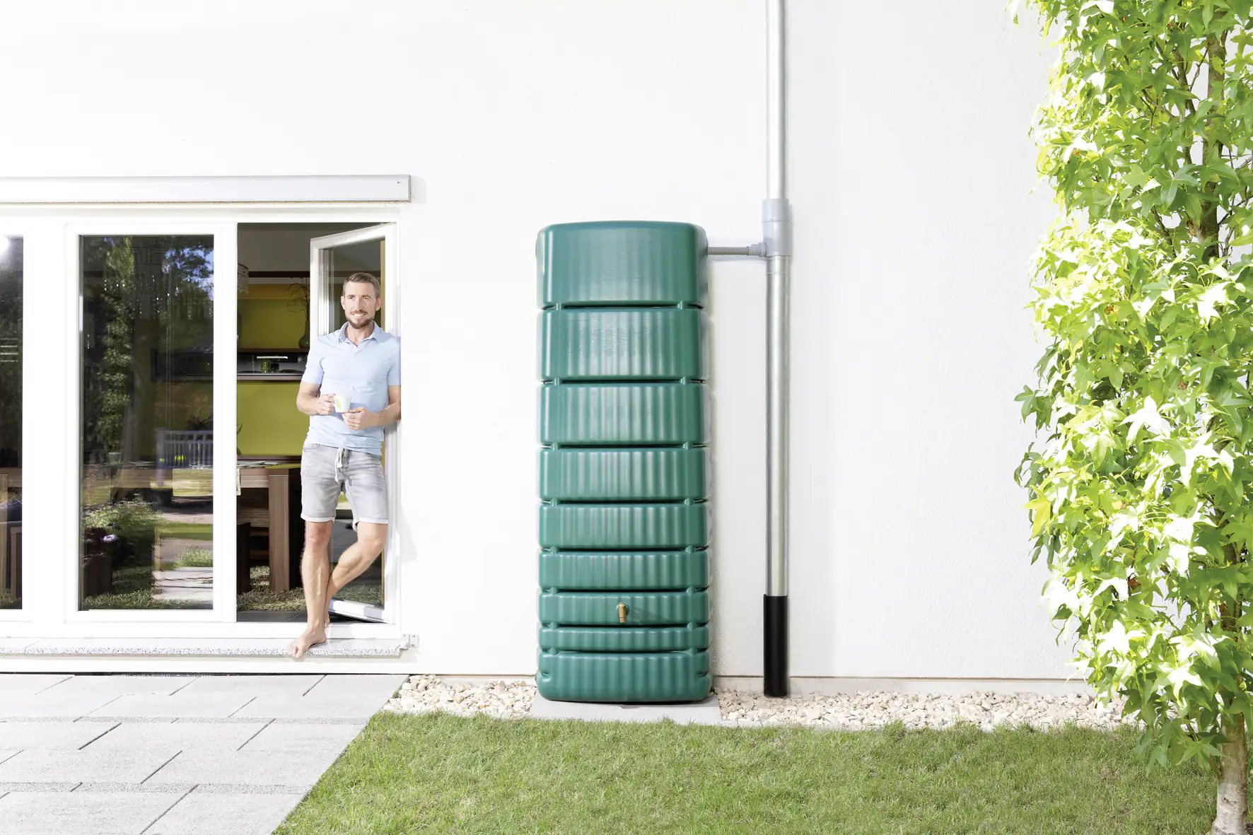 4rain Regenwasser-Wandtank Slim 650 l, grün