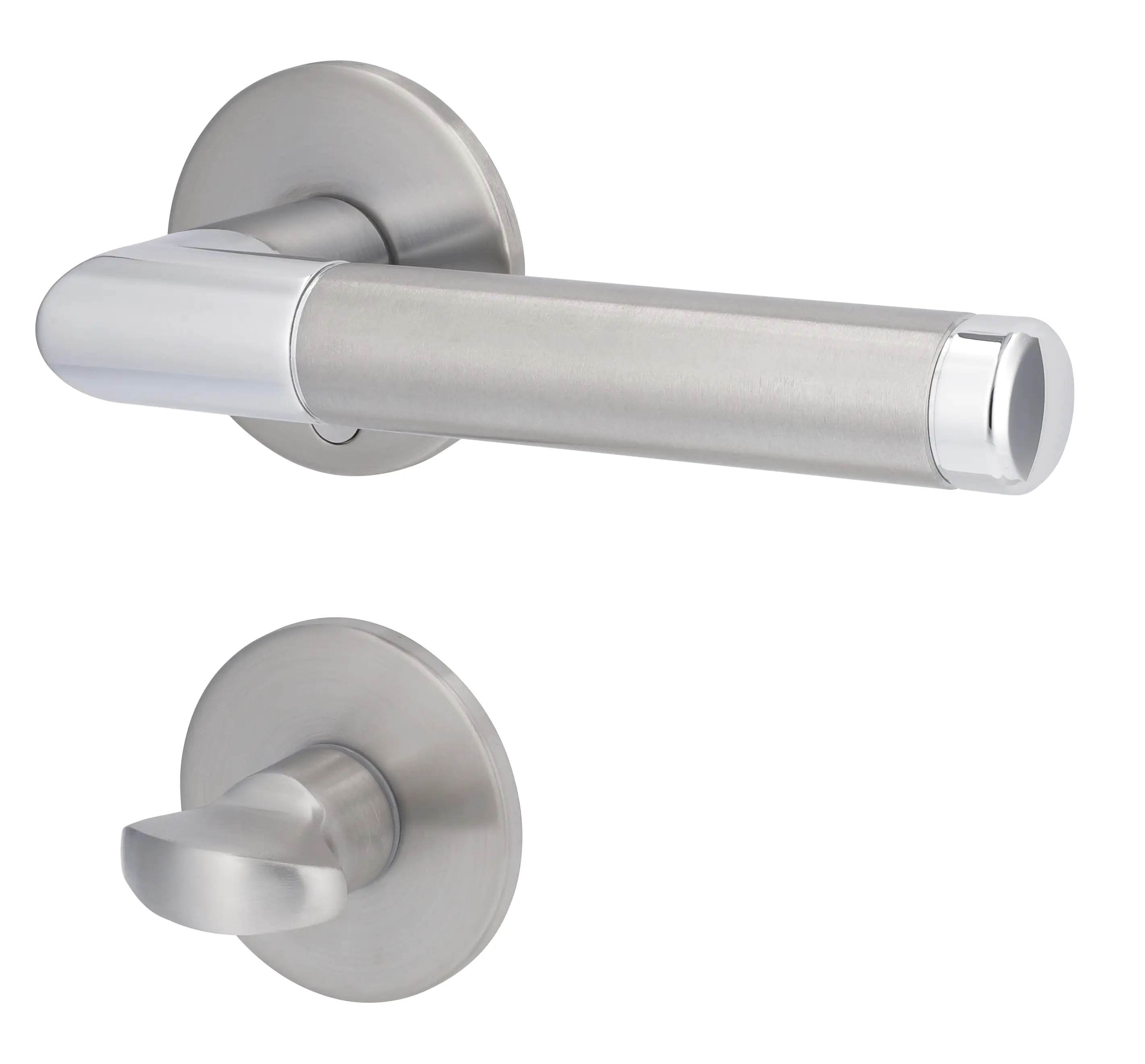 Alpertec WC-Rosettengarnitur Ruben Edelstahl silber rund