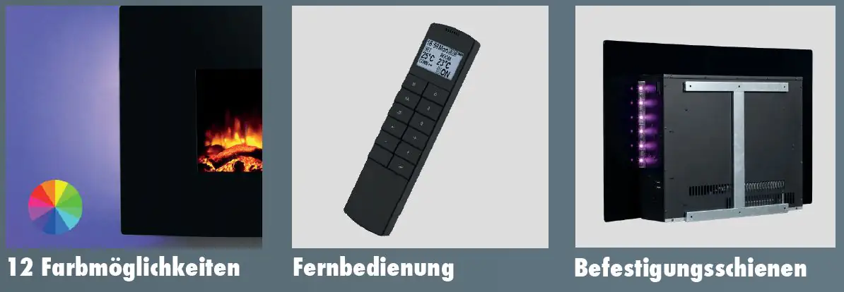 Primaster Elektrokamin schwarz Toronto 2000 Watt 91 x 58 cm