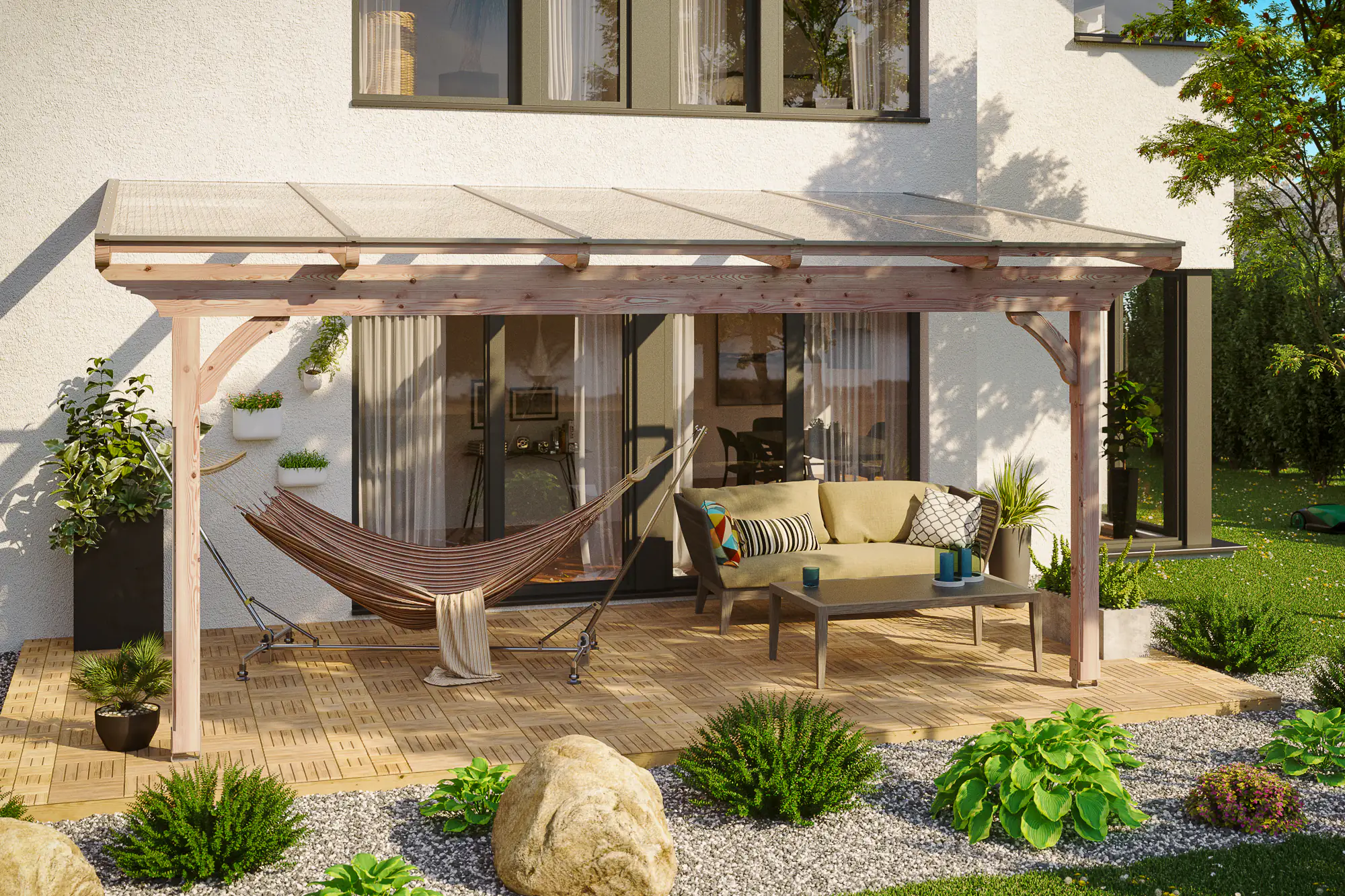 4018211200252 SKAN HOLZ Terrassenüberdachung Ravenna 541 x 250 cm, Douglasie, natur