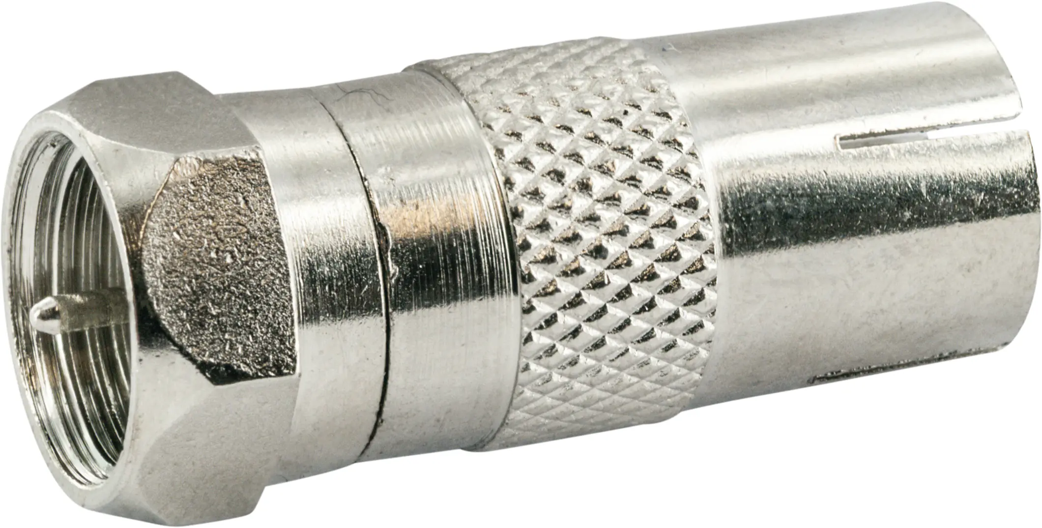 Schwaiger Koaxial Adapter UEST9300 531 silber, 1x F Stecker / 1x IEC Buchse