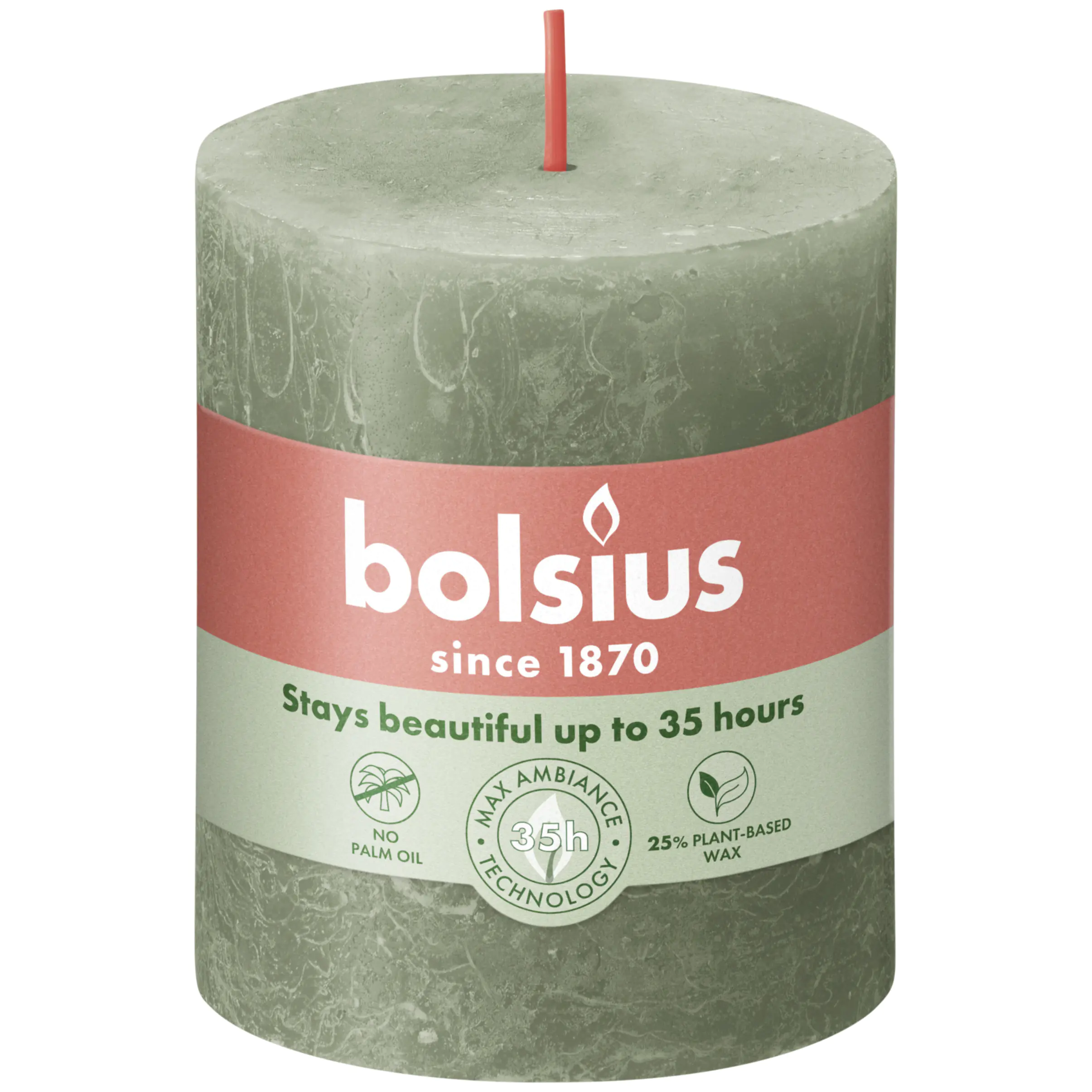 Bolsius Rustik Stumpenkerze olivengrün, Höhe: 8 cm, Ø 6,8 cm Bolsius Rustik Stumpenkerze olivengrün, Höhe: 8 cm, Ø 6,8 cm