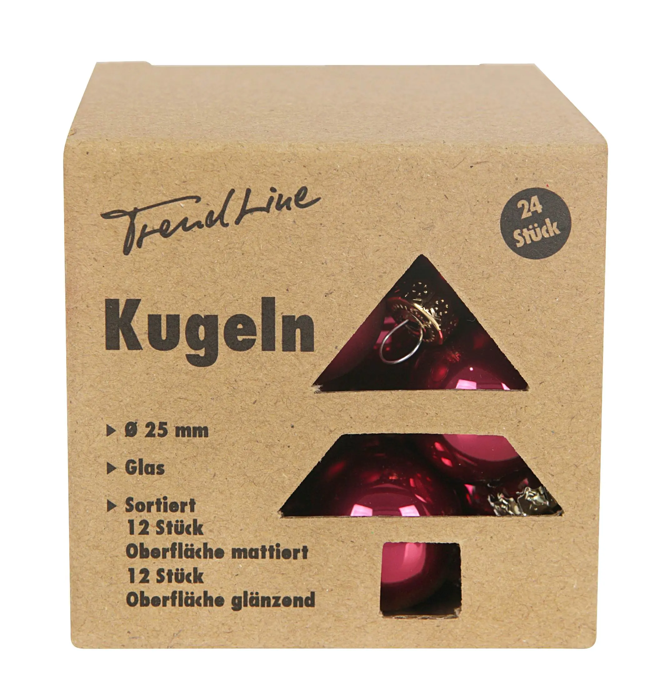 TrendLine Mini-Christbaumkugeln aus Glas Ø 2,5 cm magnolienrosa 24 Stück
