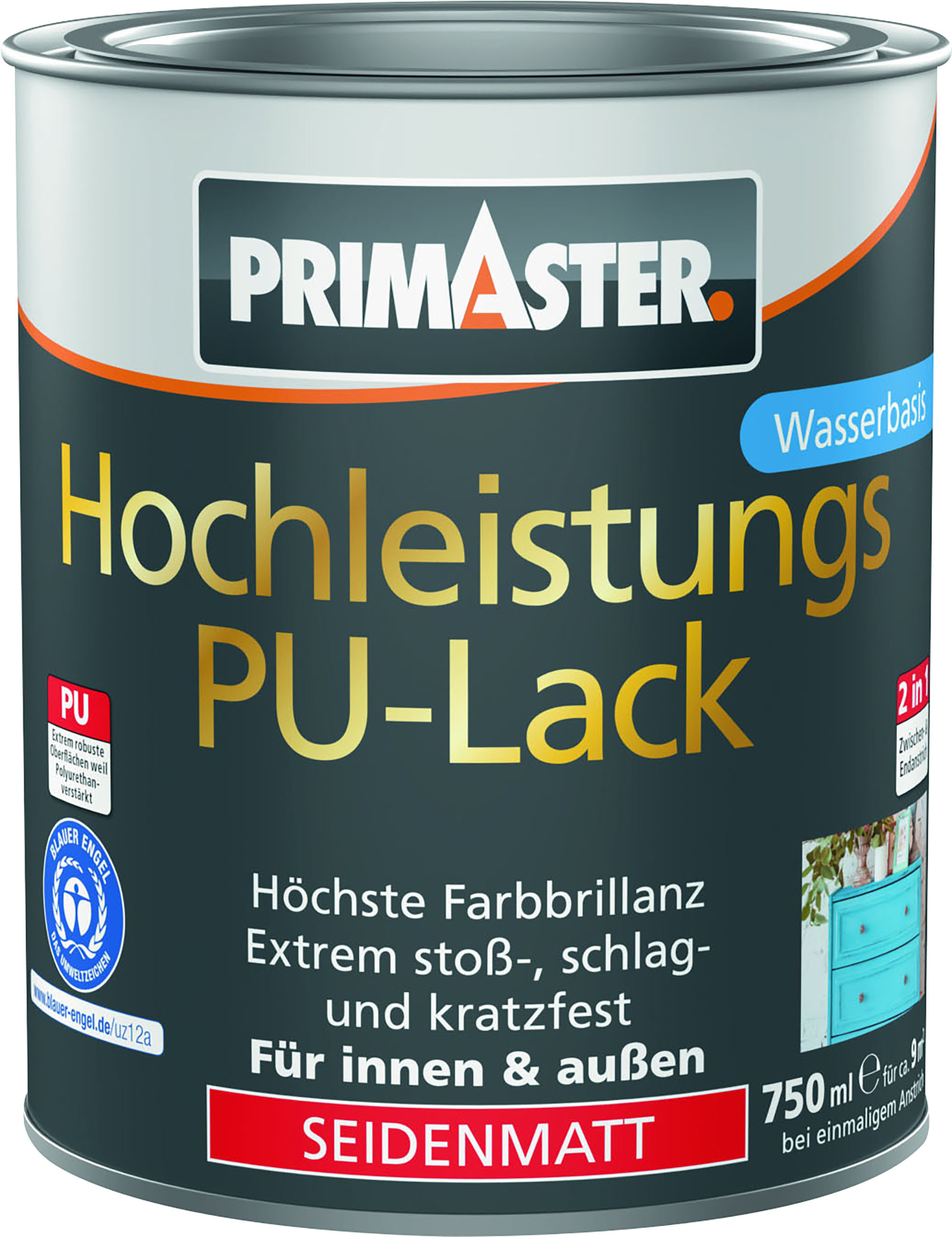 Primaster Hochleistungs PU-Lack feuerrot seidenmatt 750 ml