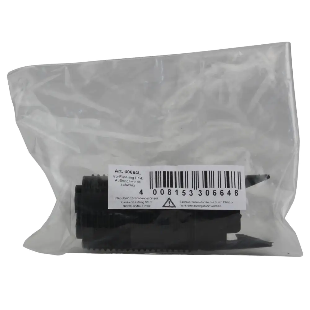 Lampen-Fassung Außengewindemantel E 14, schwarz Lampen-Fassung Außengewindemantel E 14, schwarz