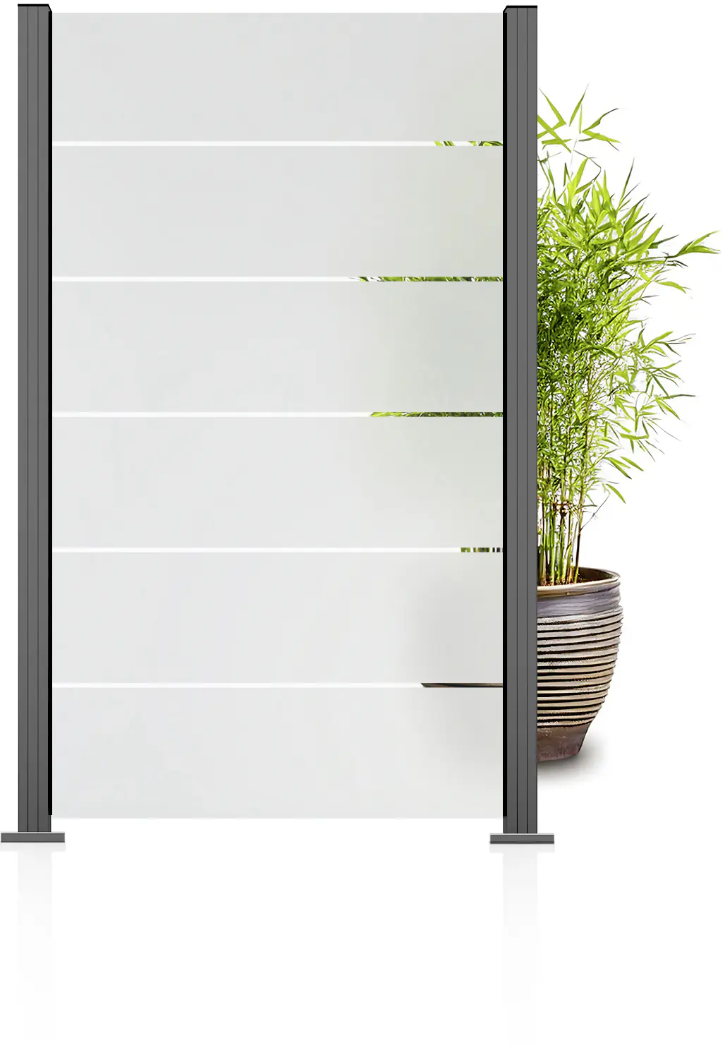 Ambiente Glaszaun Grundset Klarglas mit Siebdruck 187 x 107,2 cm  grau