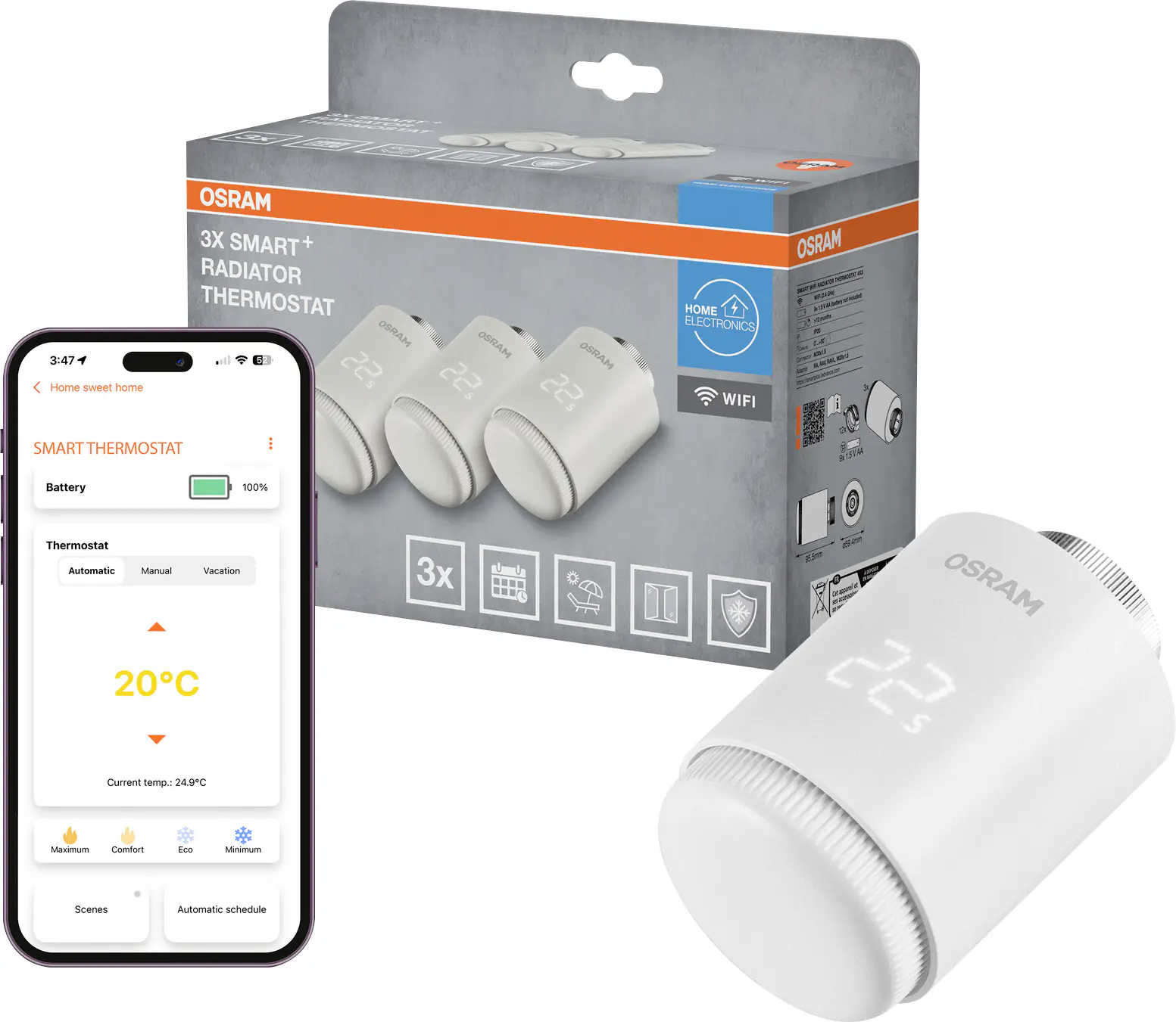 Osram Smartes Heizkörperthermostat Wifi 4,5 W weiß - 3er Pack