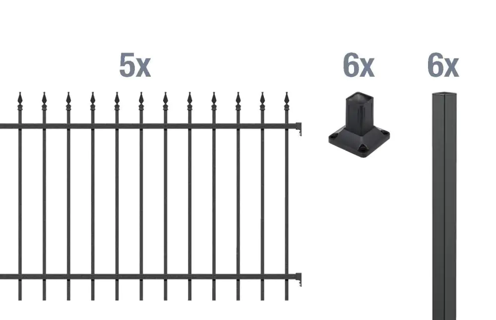 Alberts Komplettset Zaun Chaussee 10 m 100 cm matt schwarz zA Alberts Komplettset Zaun Chaussee 10 m 100 cm matt schwarz zA