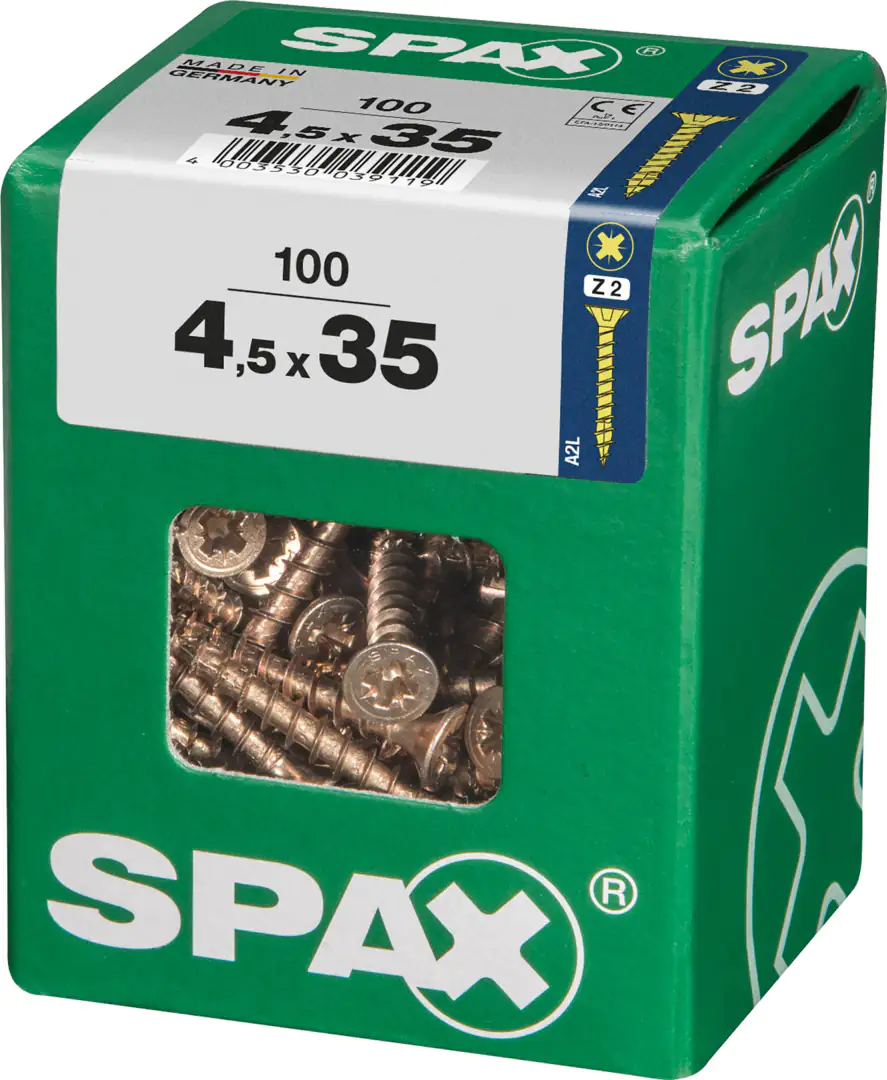 Spax Universalschrauben 4.5 x 35 mm PZ 2 Senkkopf - 100 Stk.
