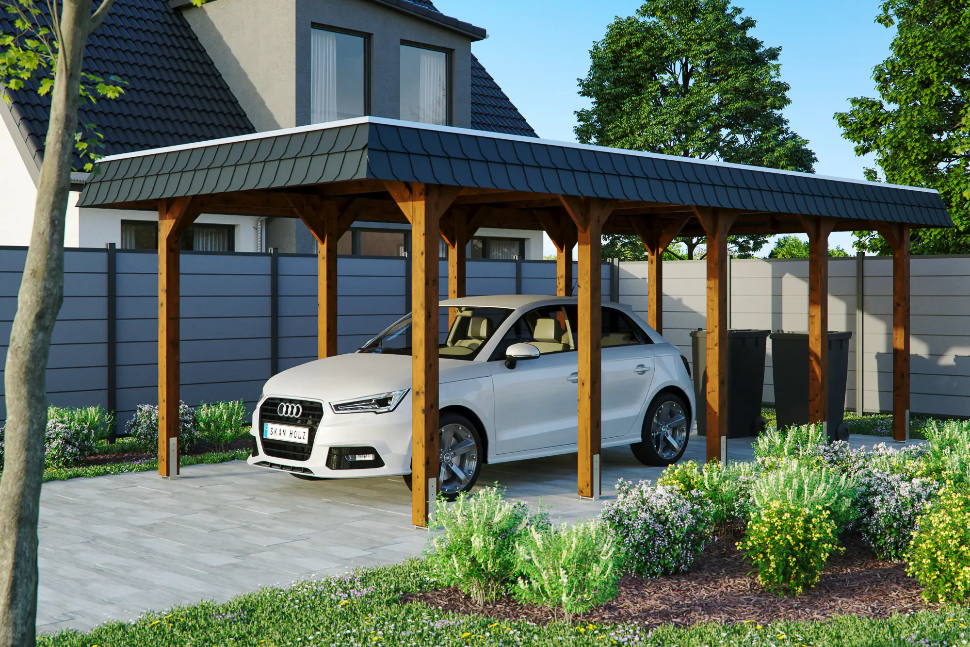 SKAN HOLZ Carport Spreewald 345 x 741 cm mit EPDM-Dach