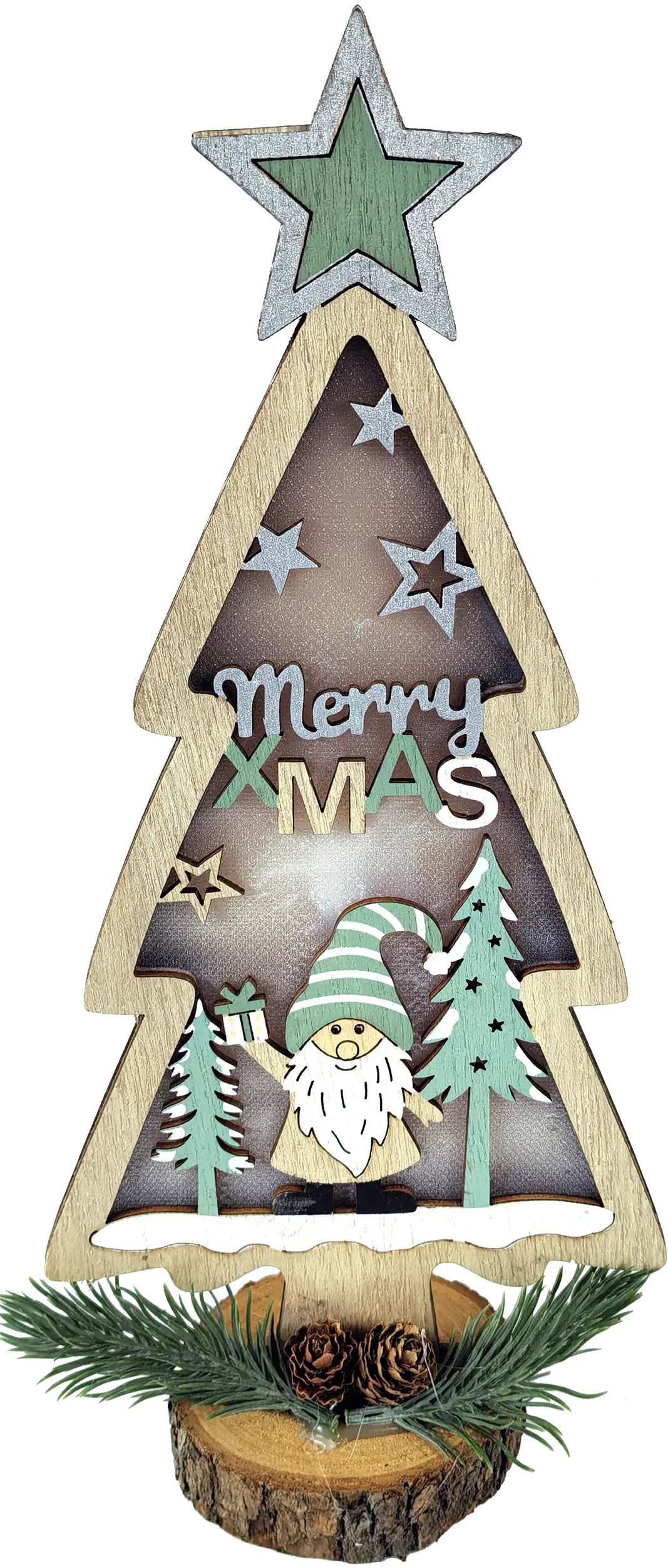 TrendLine Deko Aufsteller Holz Tannenbaum 30 x 6 x 14 cm grün weiß