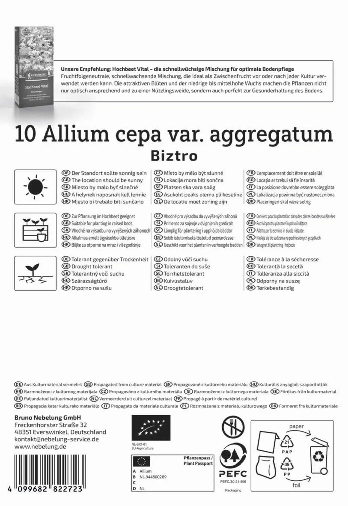 Kiepenkerl Bio Schalotte Biztro Gr. 7/14, 10 Stück