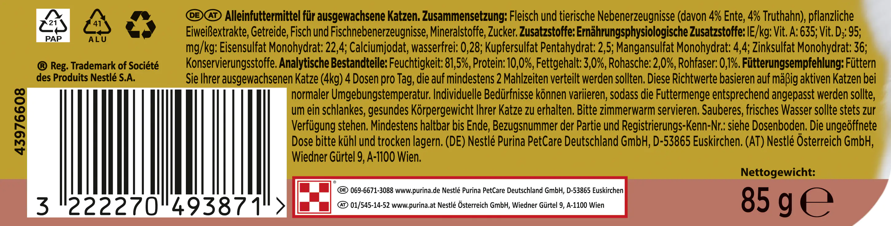 3222270493871_2118860 Gourmet Gold Feine Komposition mit Ente und Truthahn 85 g