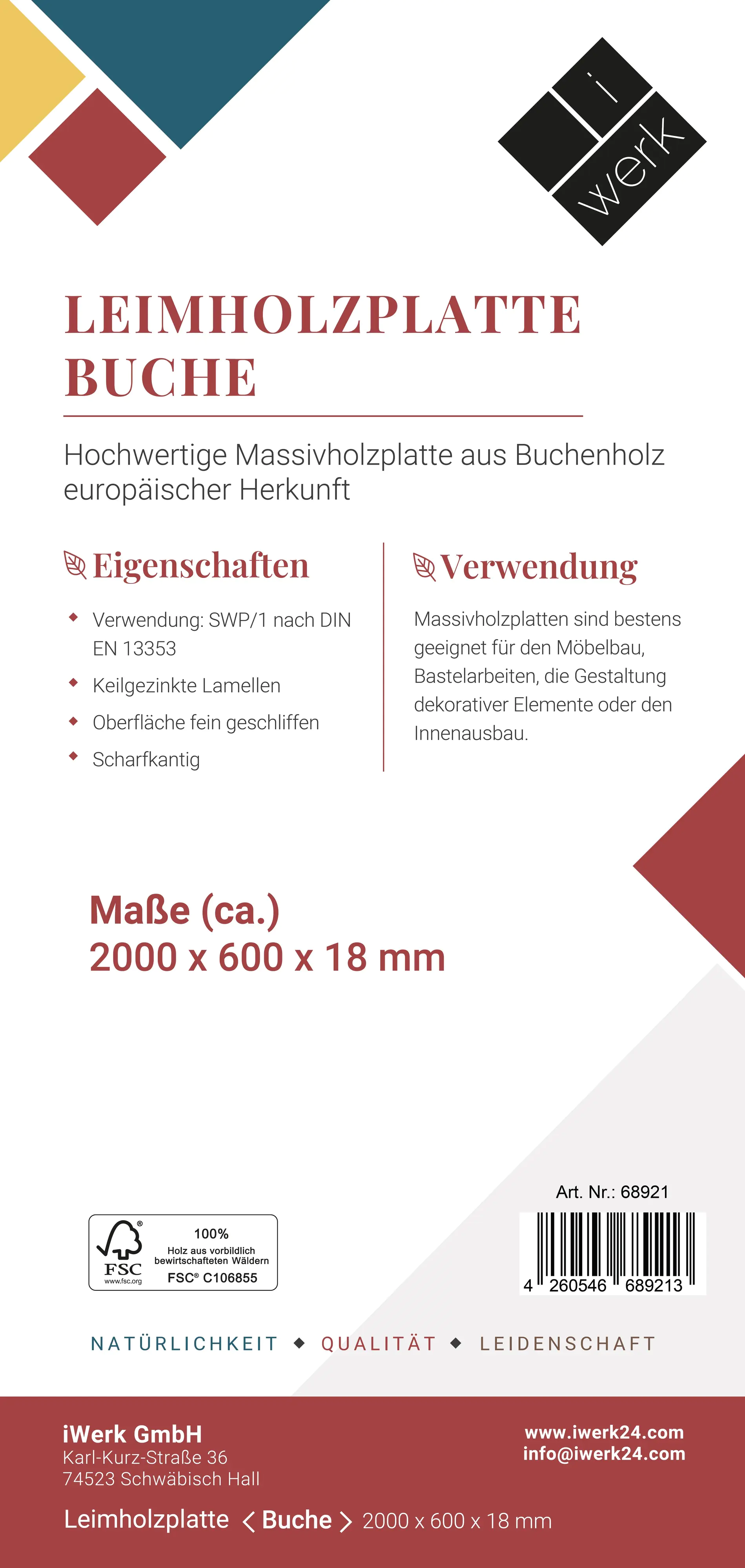 Leimholz Buche 200 x 60 cm 18 mm Leimholz Buche 200 x 60 cm 18 mm