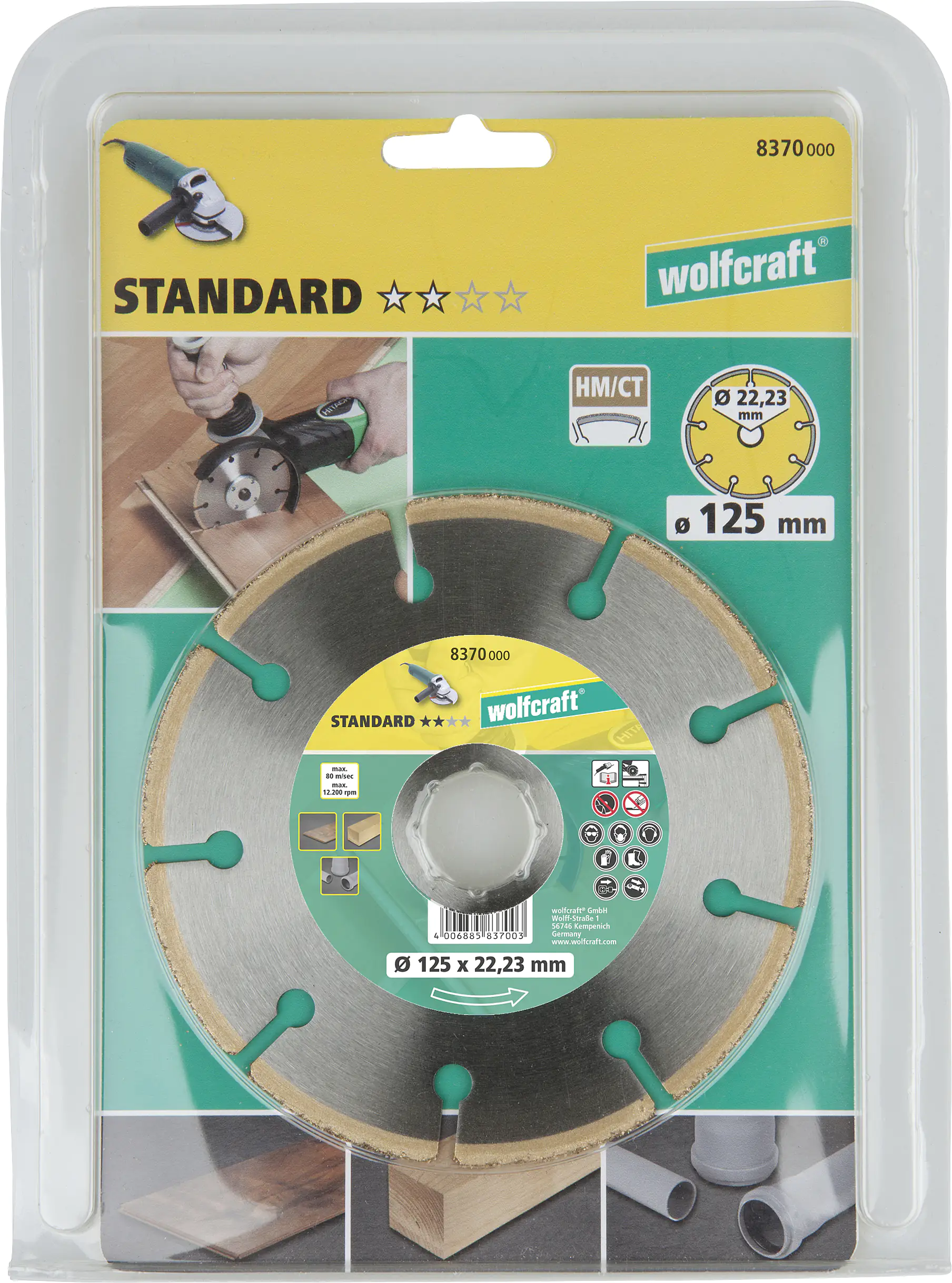 Wolfcraft HM Trennscheibe Ø 125 mm Bohrung 22,23 mm