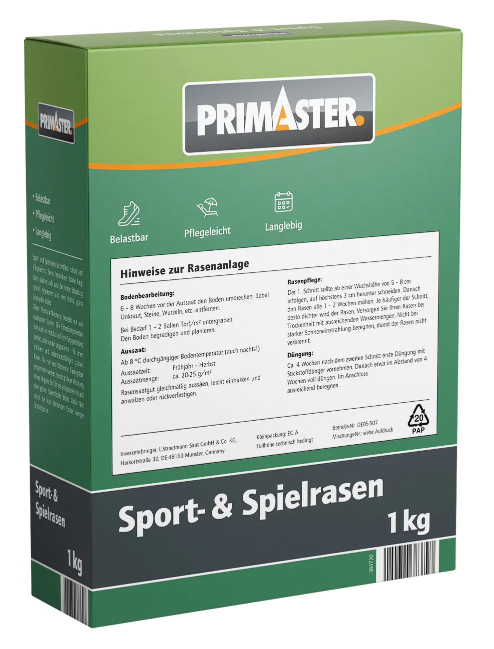 Primaster Sport- und Spielrasen 1 kg für ca. 50 m²