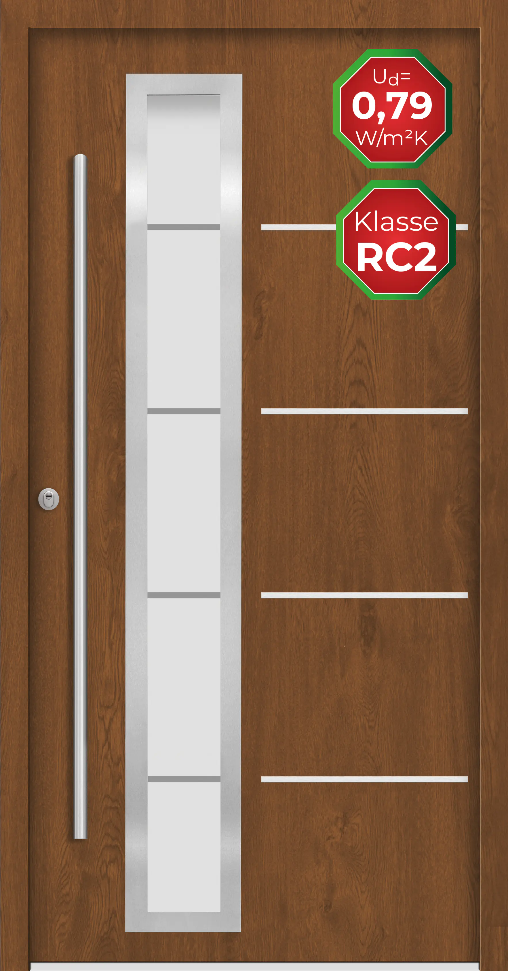 Splendoor Haustür Passivedoor Premium B06 RC2 Golden Oak DIN Links 110 x 210 cm