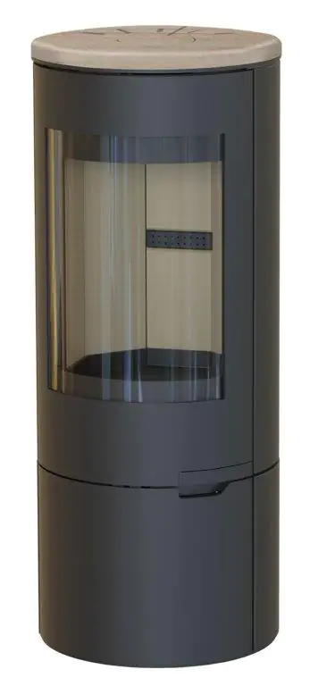 Kaminofen Föhn schwarz/Sandstein Top-Platte, 7 kW