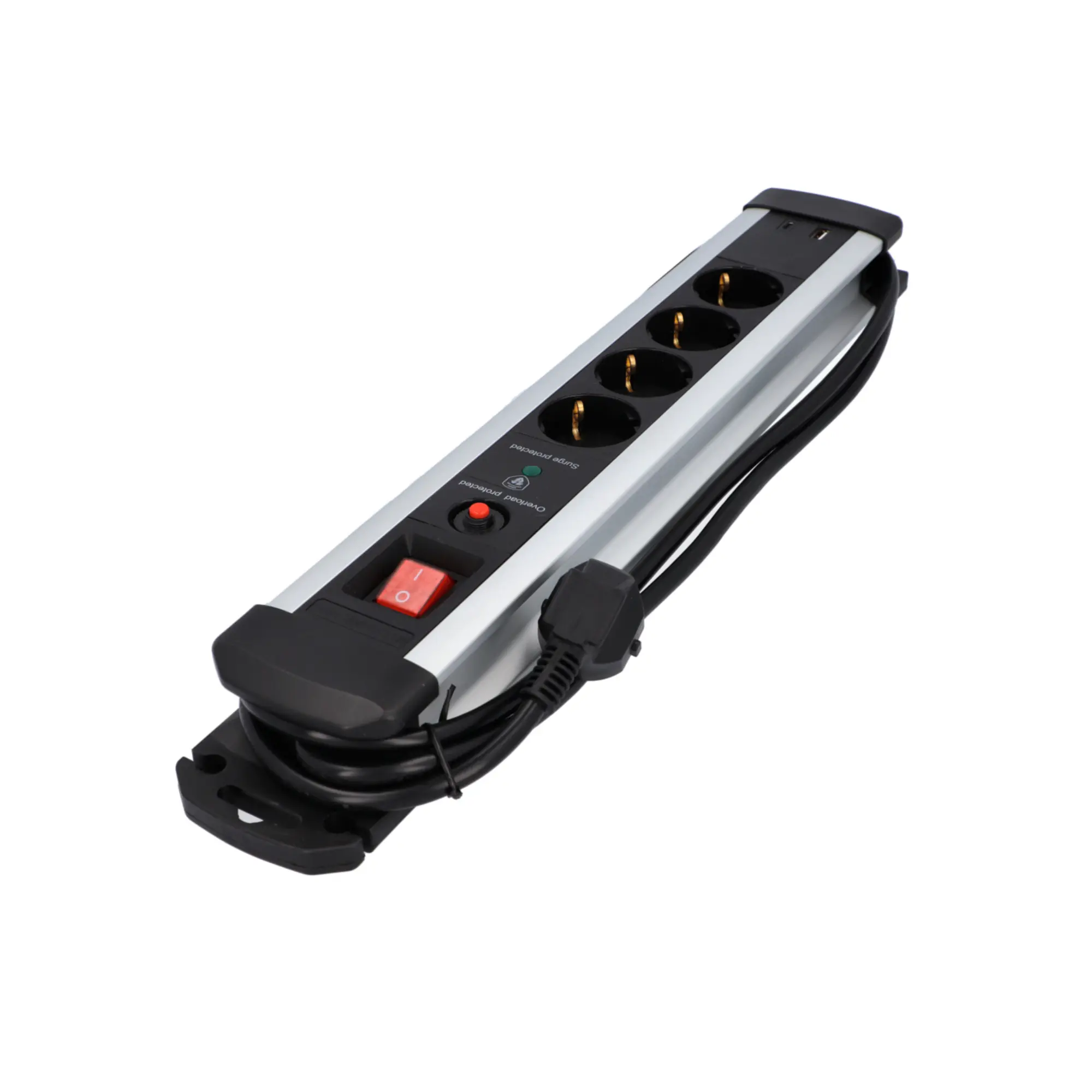 Unitec Tischsteckdose 4-fach mit Schalter & Überspannungsschutz 2 m