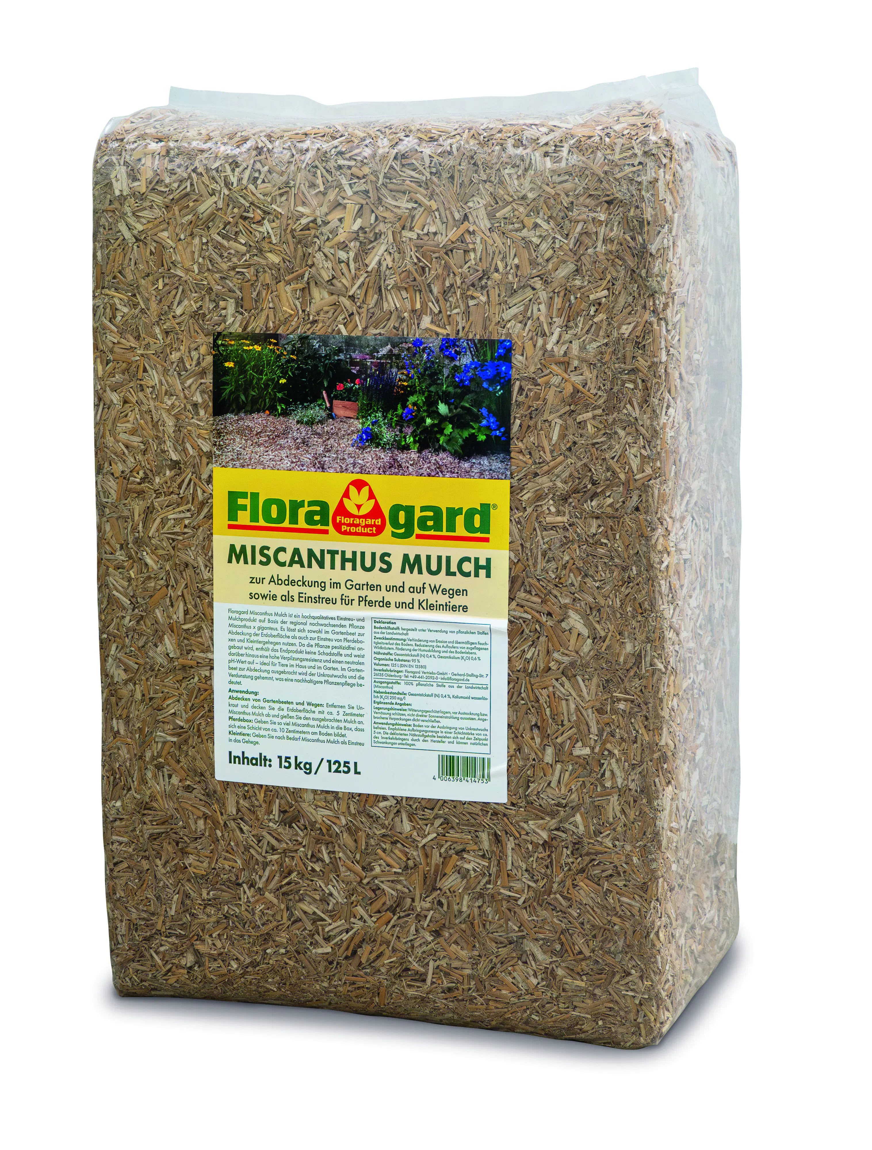 Floragard natürlicher Unkrautschutz Miscanthus Mulch 125 L