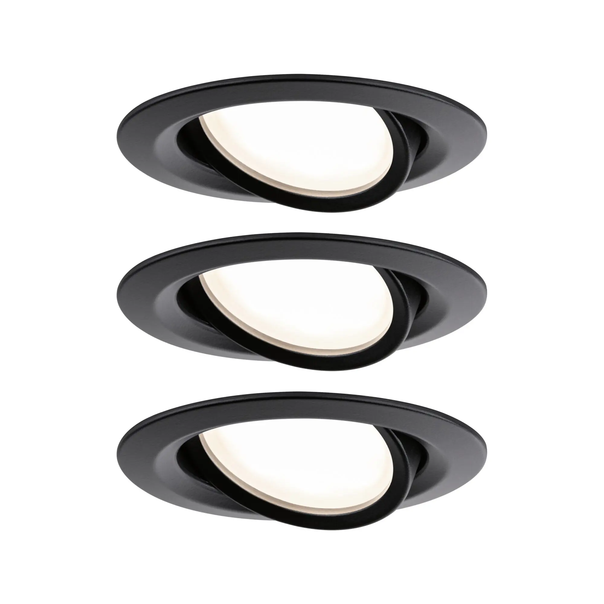 Paulmann LED Einbauleuchte Nova 3er-Set schwarz matt schwenkbar Ø 9,3 cm 