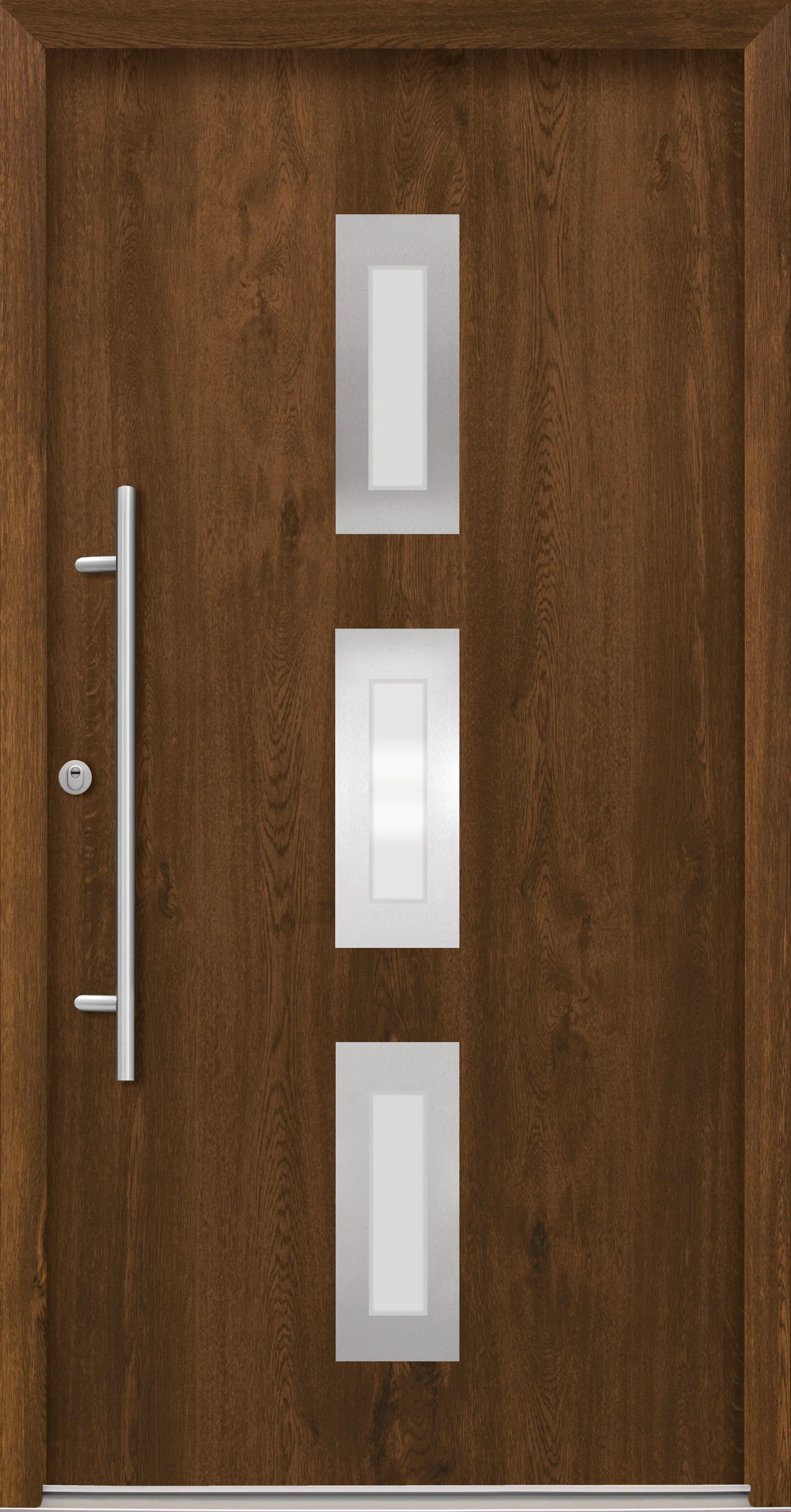 Splendoor Haustür Passivedoor Premium B02 RC2 Nussbaum DIN Links 100 x 210 cm