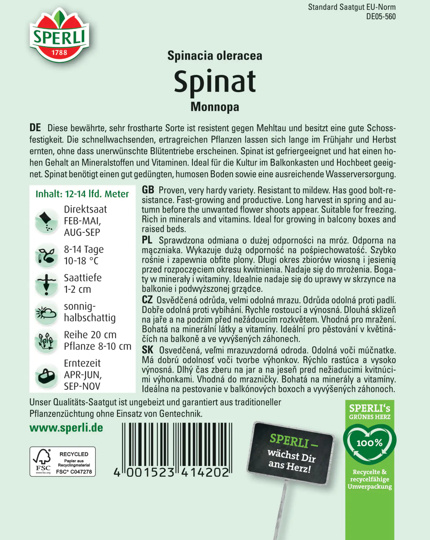 Sperli Spinat Monnopa