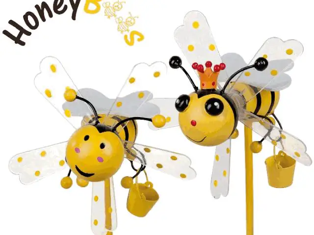 Happy People Windmühle Honigbiene groß 12x11 cm lose, Stab: 35,5 cm