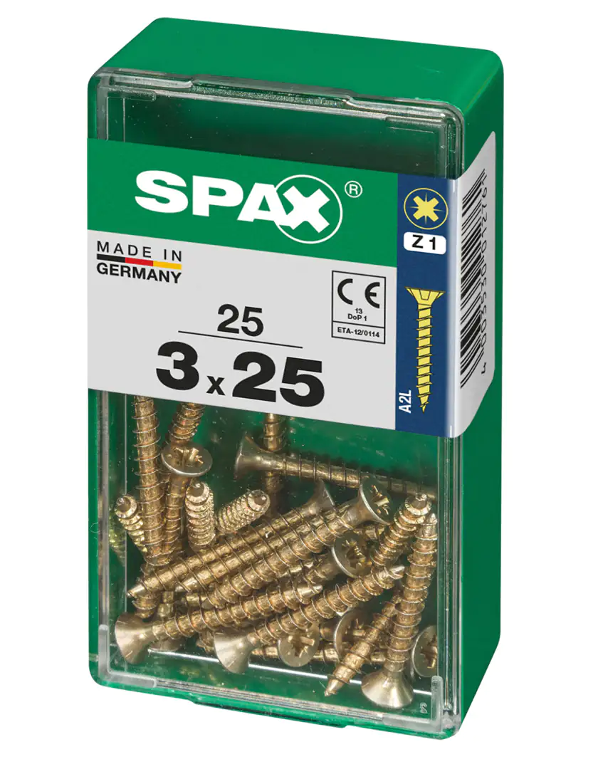 Spax Universalschrauben 3.0 x 25 mm PZ 1 - 25 Stk. Spax Universalschrauben 3.0 x 25 mm PZ 1 - 25 Stk.