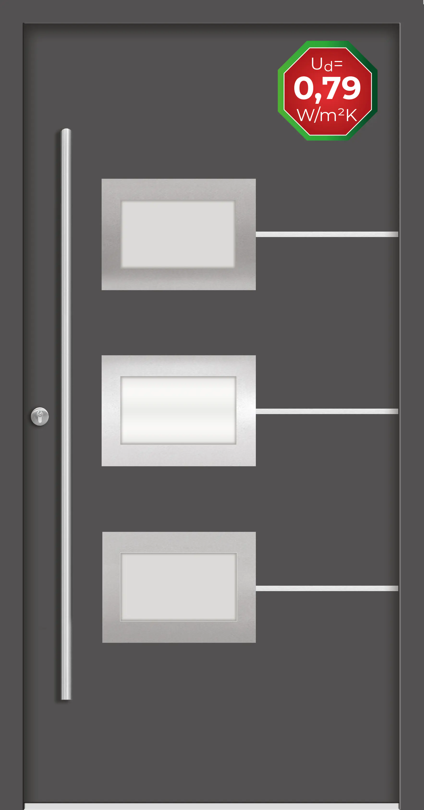 Splendoor Haustür Passivedoor Premium B03 Anthrazit DIN Links 110 x 210 cm