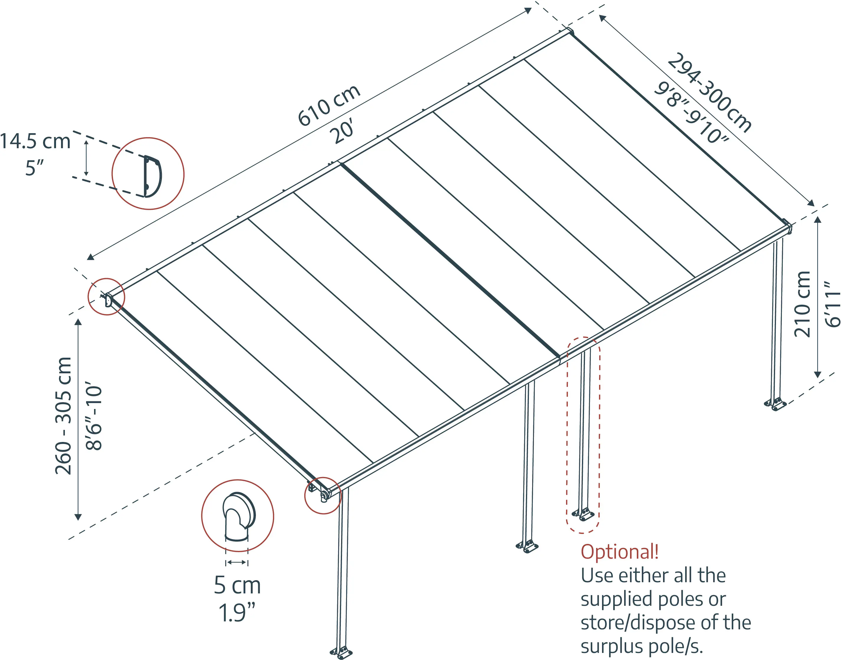 Canopia Terrassenüberdachung Feria 610 x 294 cm anthrazit