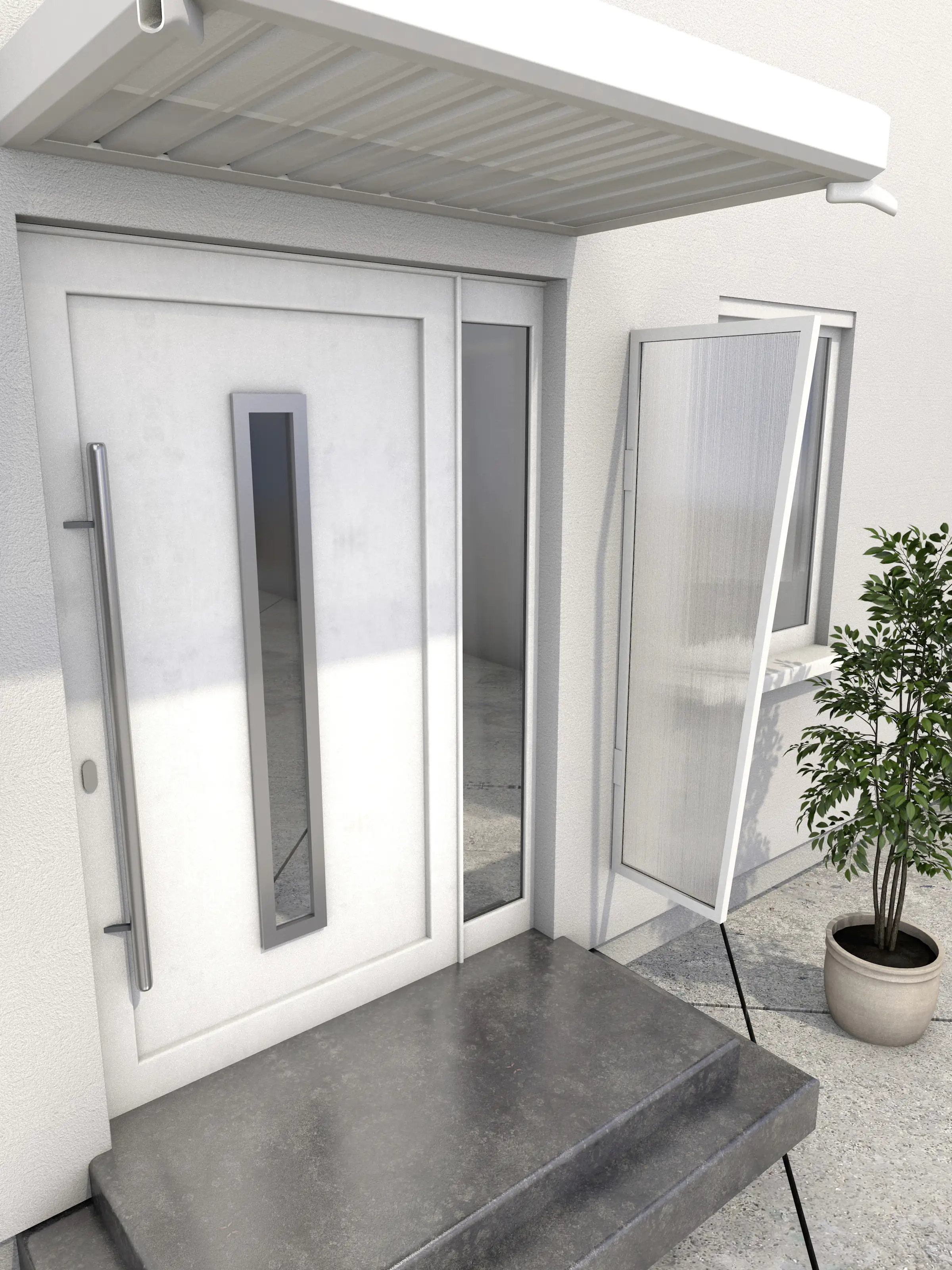 Gutta Seitenblende B2 Aluminium weiß, Polycarbonat klar