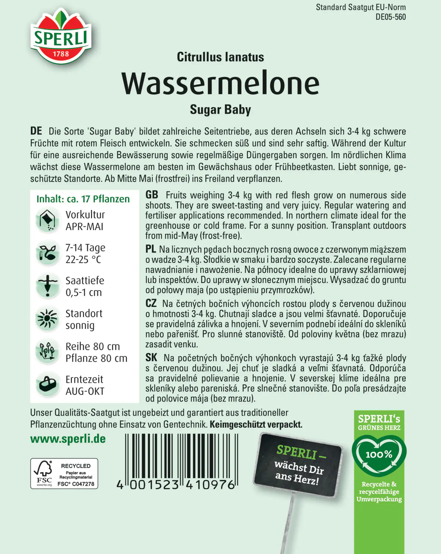 Sperli Wassermelone Sugar Baby Sperli Wassermelone Sugar Baby