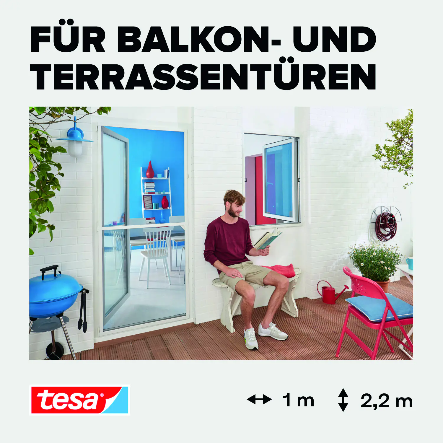 tesa Fliegengitter-Tür Comfort Alurahmen 100 x 220 cm weiß