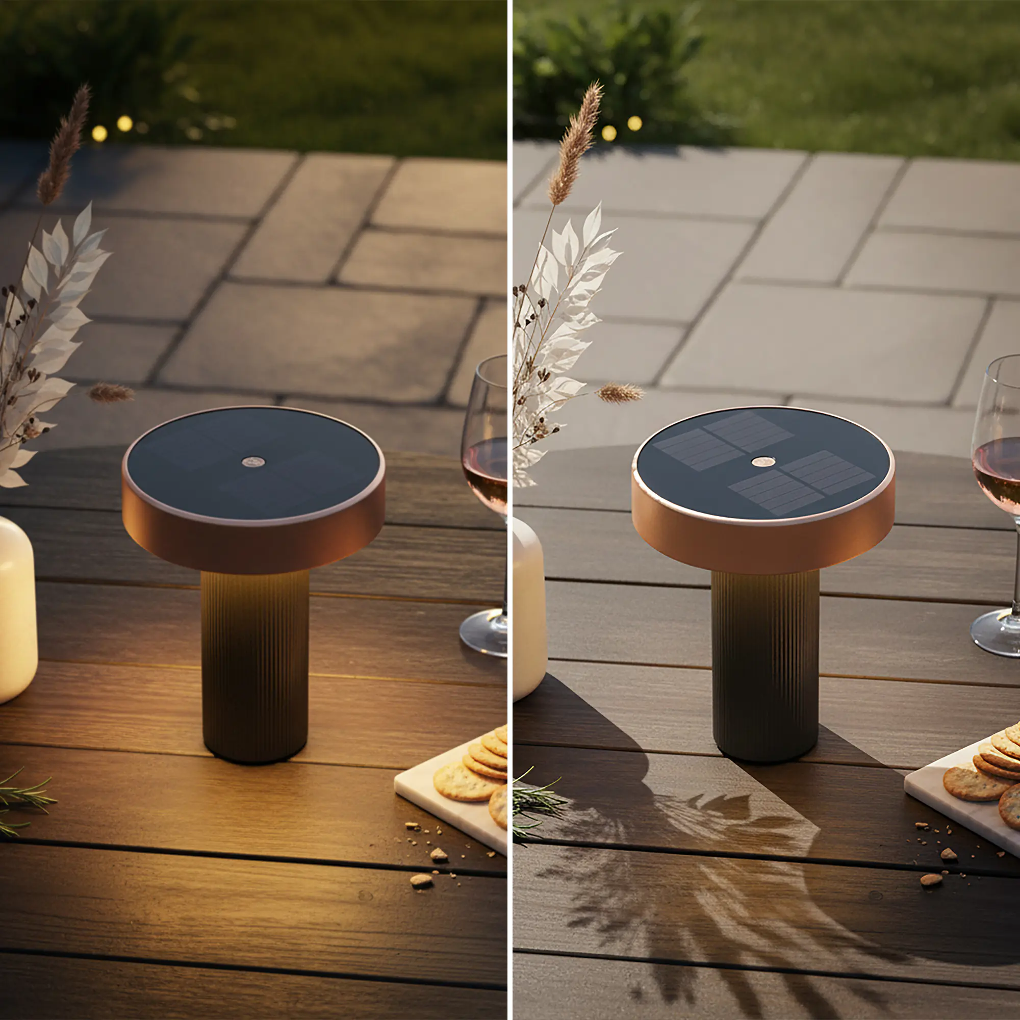Briloner LED Solar-Tischleuchte Poga Ø 16 x 20 cm warmweiß anthrazit-bronze dimmbar