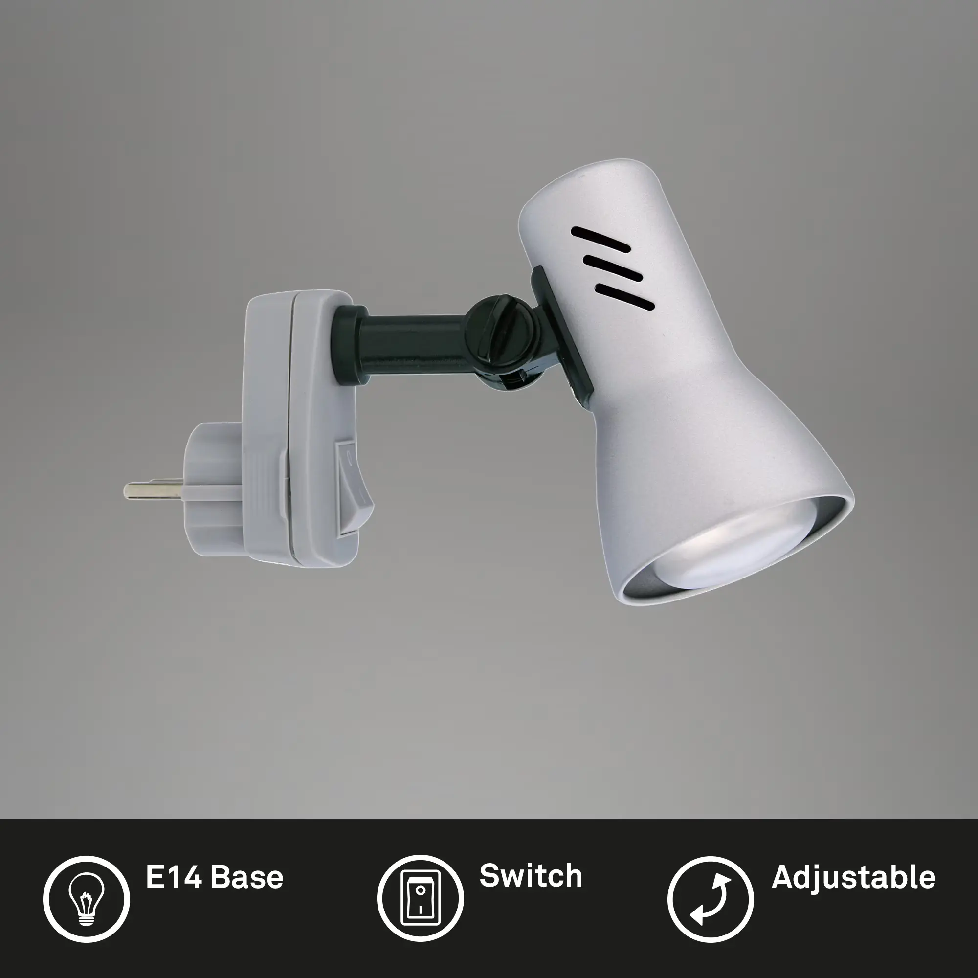 Briloner Steckerleuchte Fiche titanfarbig