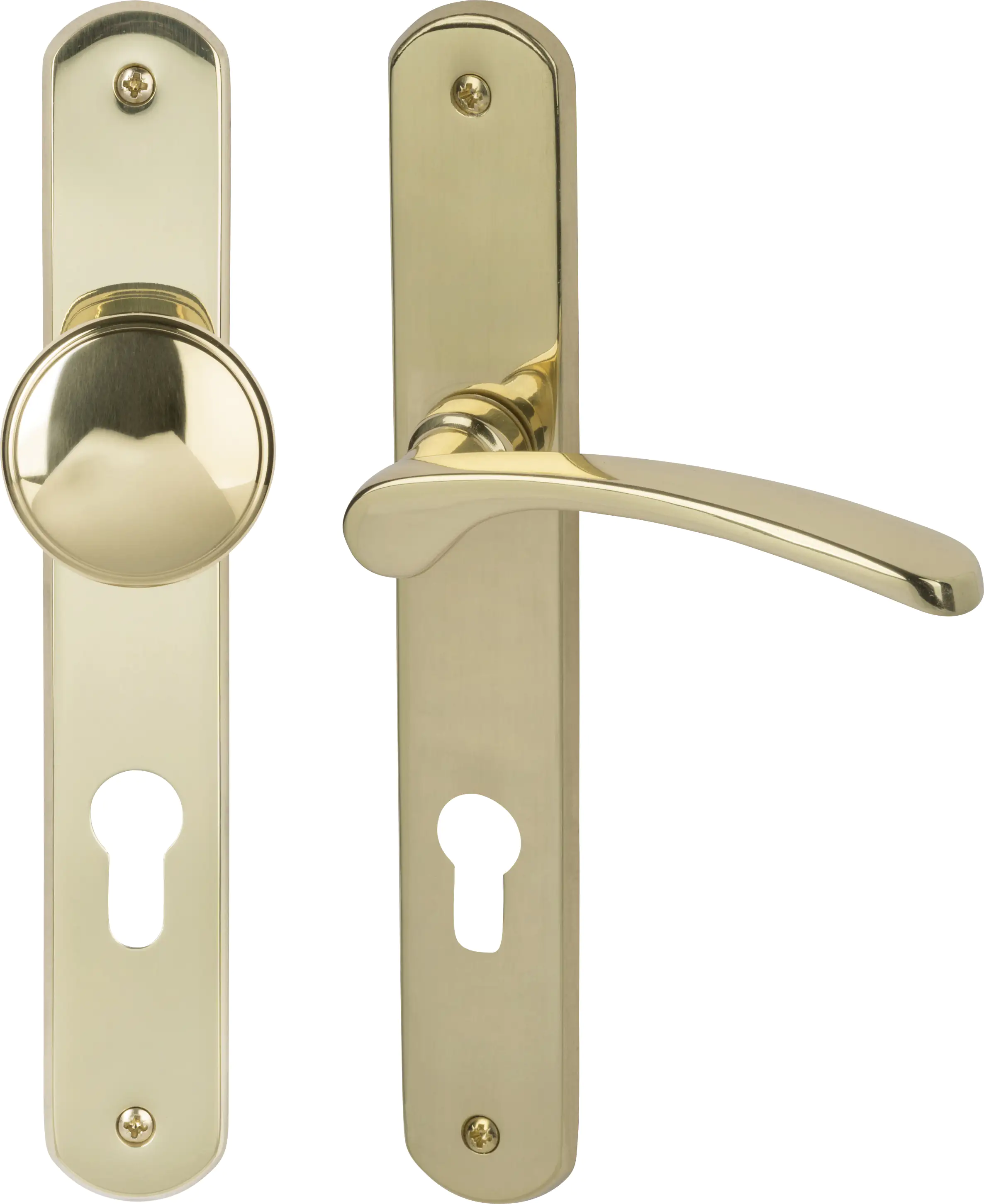 Alpertec PZ-Langschildgarnitur Amos rechts Messing gold abgerundet